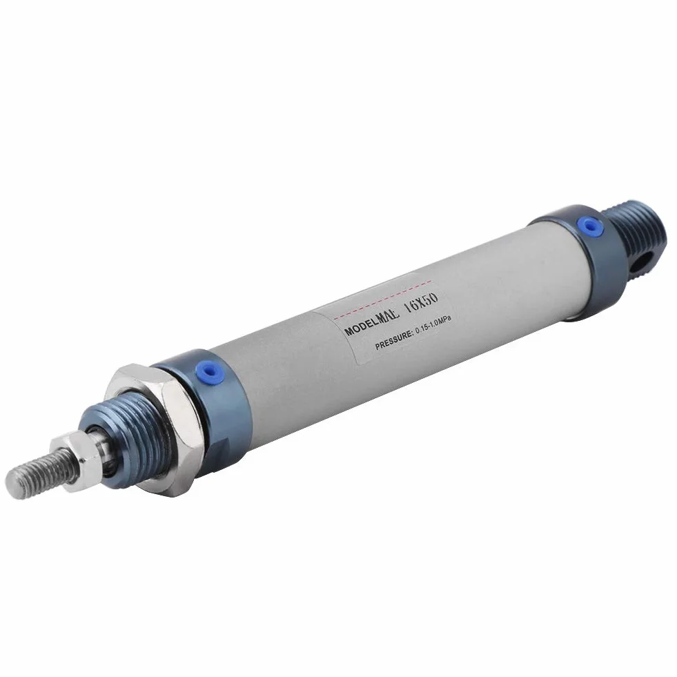 Luftzylinder mit Aluminiumlegierung, Luft Pneumatikzylinder Dual Acting Hub 50mm Innendurchmesser 16mm Gewinde M6 Druck 0,15-1MPa