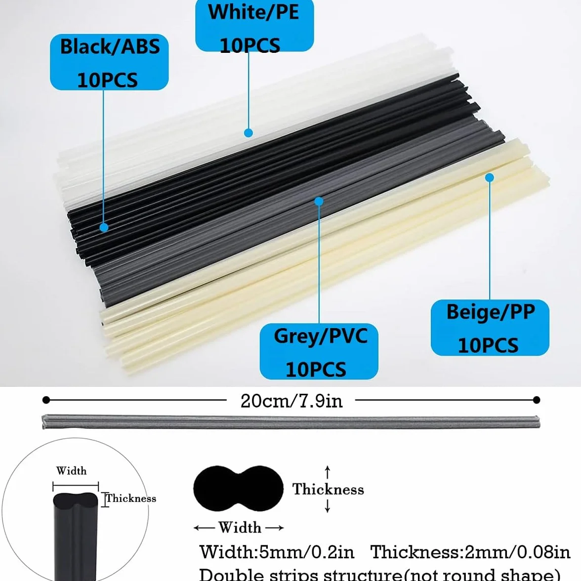 Pręty spawalnicze, pręty spawalnicze, druty spawalnicze, pałeczki spawalnicze ABS/PVC/PE/PP do spawania tworzyw sztucznych do spawania tworzyw sztucznych, naprawa zderzaków (opcja 1)