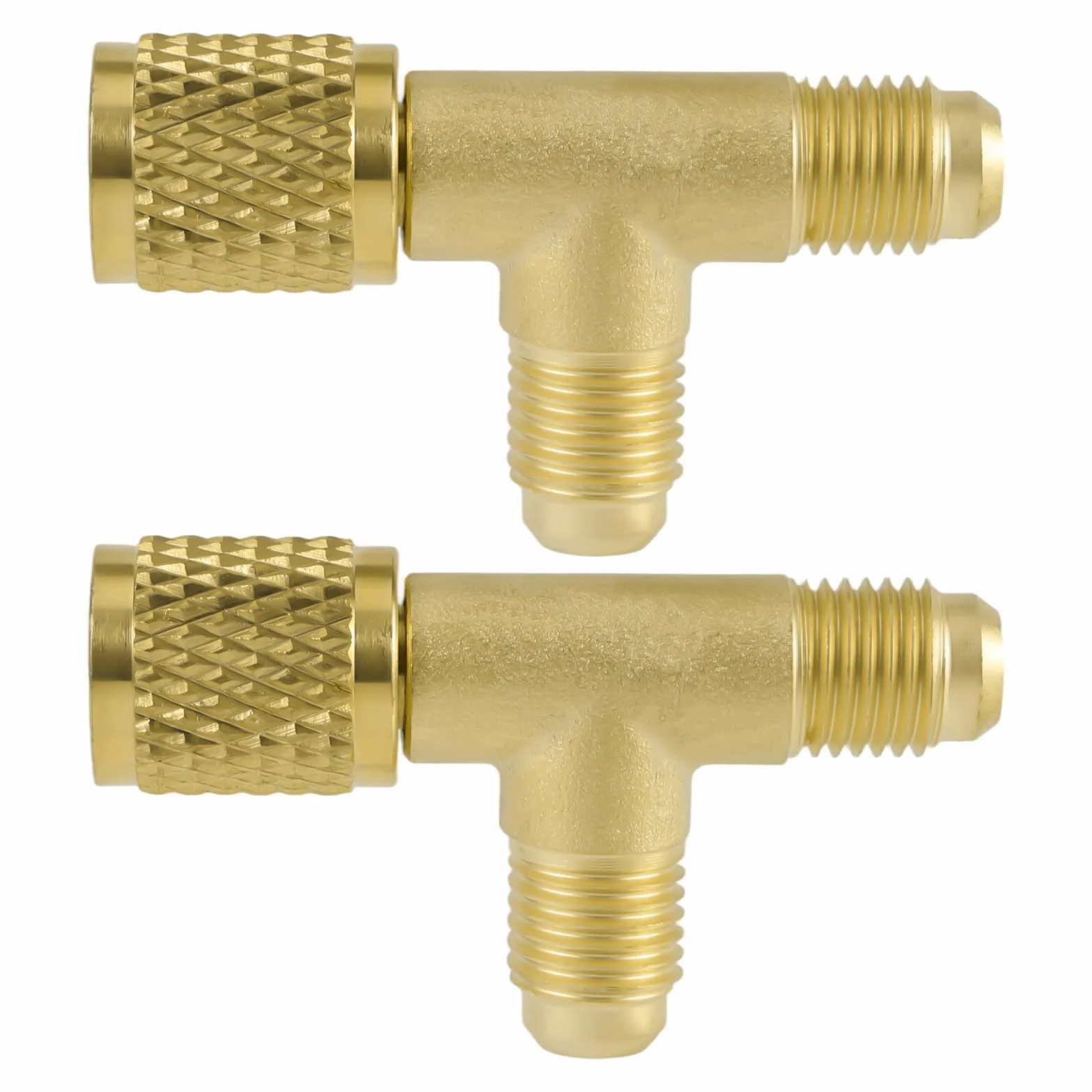 2szt Szybkozłączki Trójnik Dostępowy, 1/4'' Mosiężny Zawór SAE Adapter Trójnika do Części Klimatyzacyjnych do Manometru R22 R12 R134 Kolektor Pompy Próżniowej Głębokiej