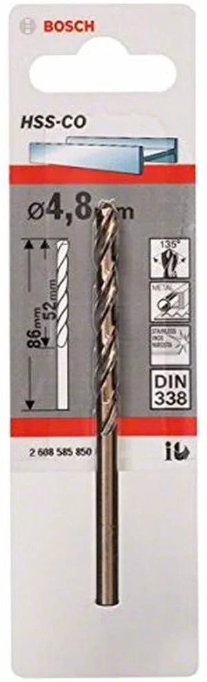 Bosch Professional Wiertła do metalu HSS-Co (4,8 x 52 x 86 mm, Akcesoria wiertarek)
