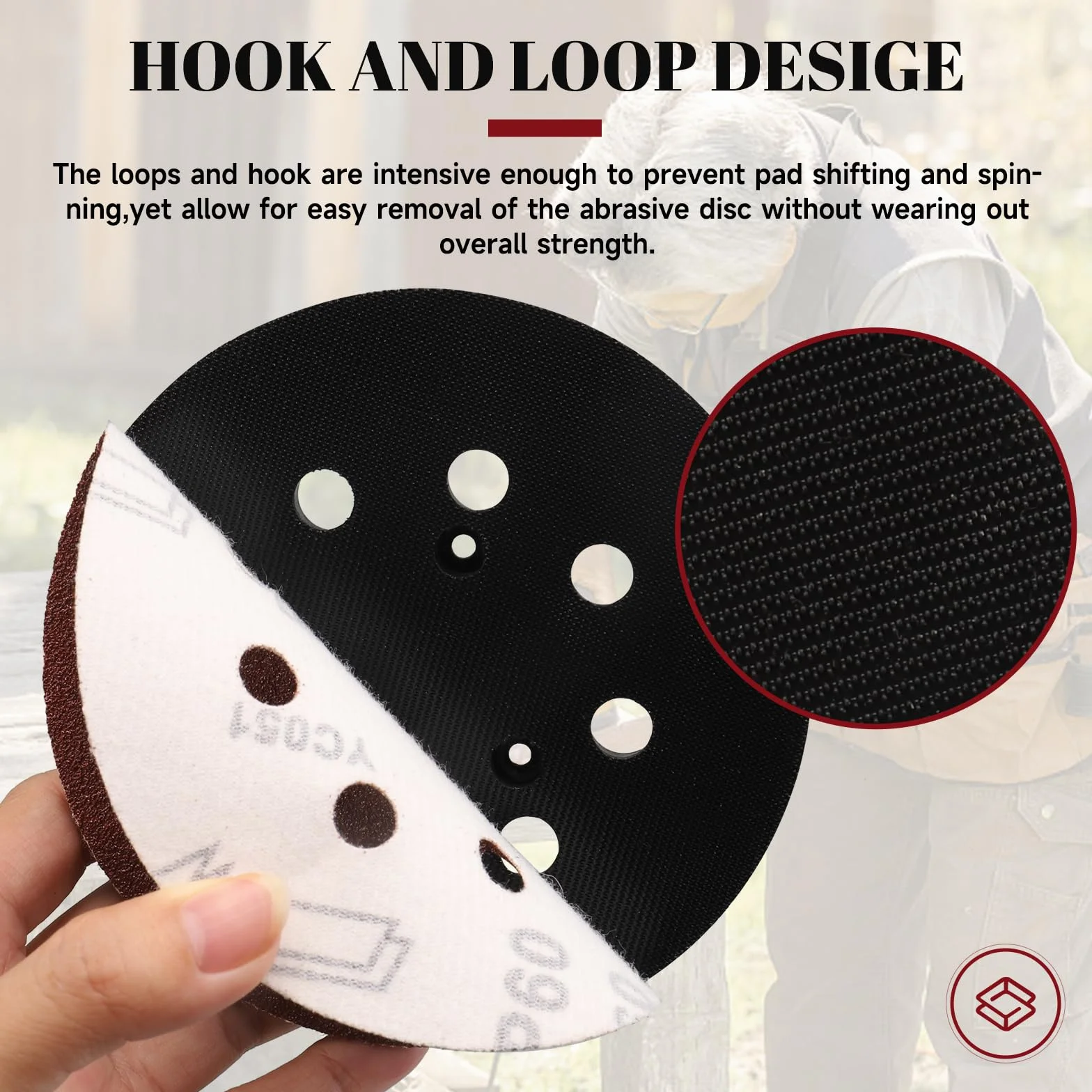 Podkładki szlifierskie 125 mm do Dewalt, 8 otworów, 4 otwory na śruby, haczyk i pętelka, talerz podporowy na rzep, zapasowa podkładka szlifierska, talerz szlifierski do szlifierek