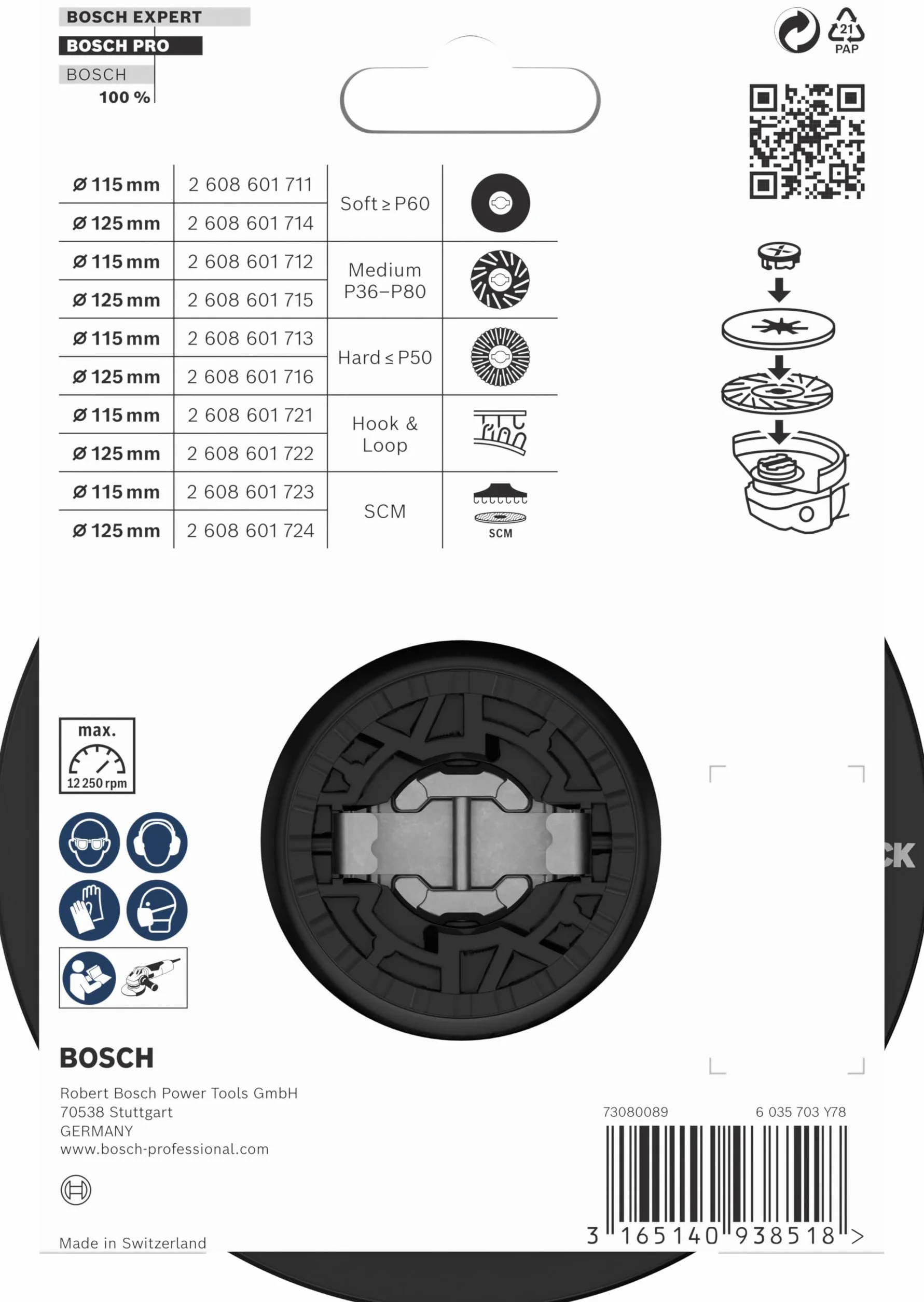 Bosch 1x PRO Backing Pad do małych szlifierek kątowych, X-Lock, średni (Ø 125 mm, Professional Akcesoria Mała szlifierka kątowa)