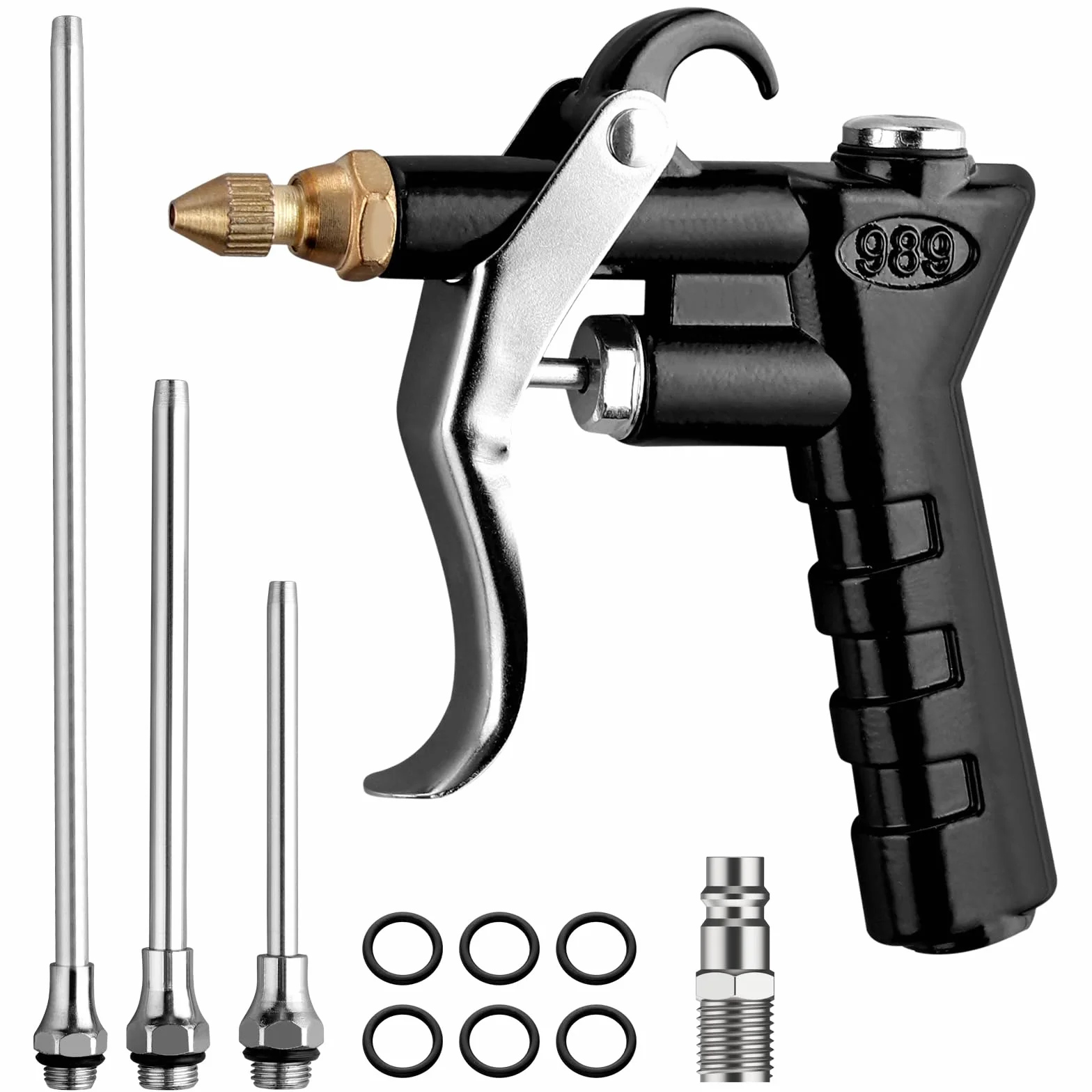 AUTOUTLET 2 x pistolet na sprężone powietrze do szybkozłączki 1/4" BSP, wysokociśnieniowy pistolet wydmuchowy z 6 dyszami i regulowanym wlotem powietrza, pistolet do wydmuchiwania sprężonego powietrza