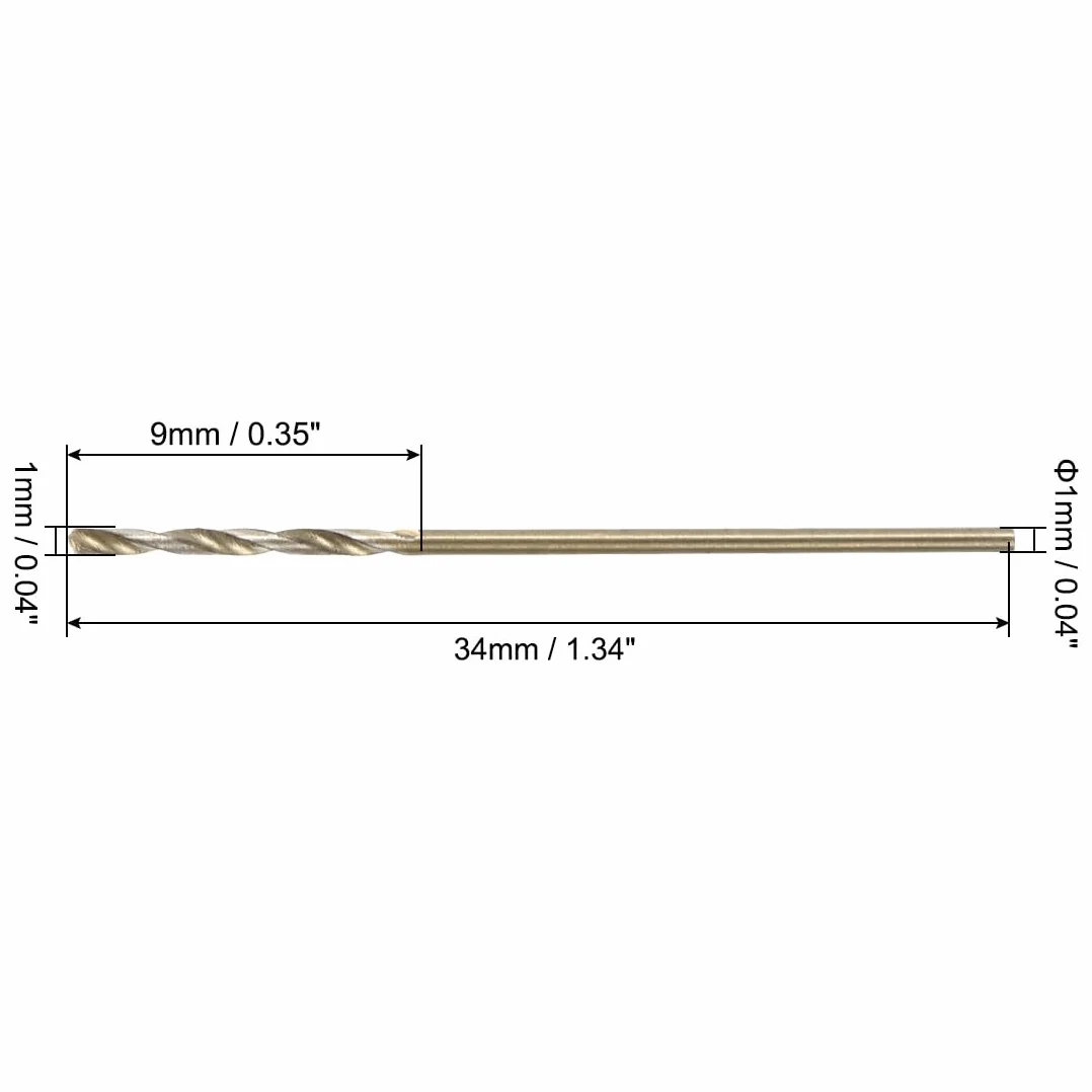QUARKZMAN 24 sztuki wierteł spiralnych z prostym trzpieniem 1 mm, stal szybkotnąca powlekana tytanem i czarnym azotkiem (HSS) 4341 z trzonkiem 1 mm, metal, tworzywo sztuczne, drewno
