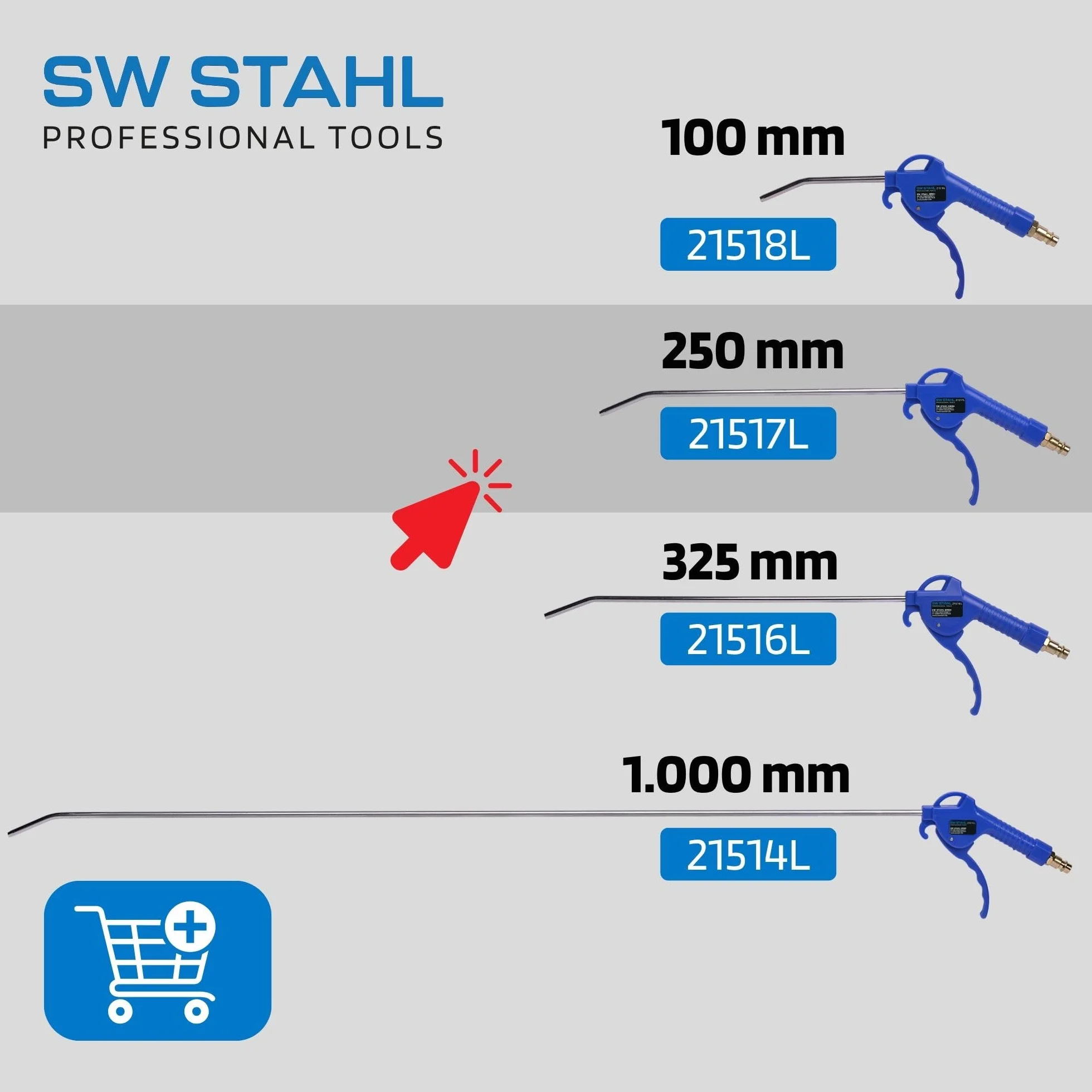 SW-Stahl 21517L pistolet do wydmuchiwania sprężonego powietrza 250 mm