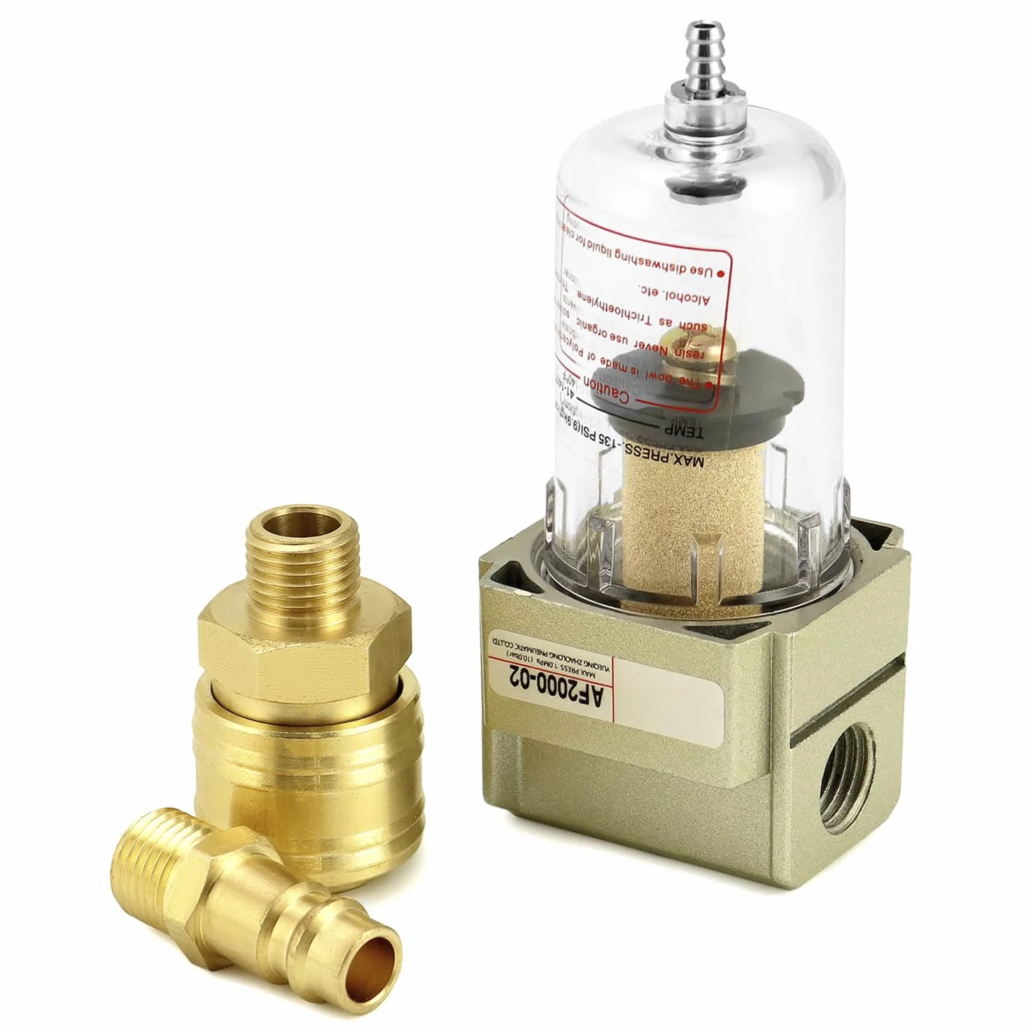 QWORK® filtr sprężonego powietrza, separator wody i oleju, separator sprężonego powietrza, 1/4", szybkozłączka