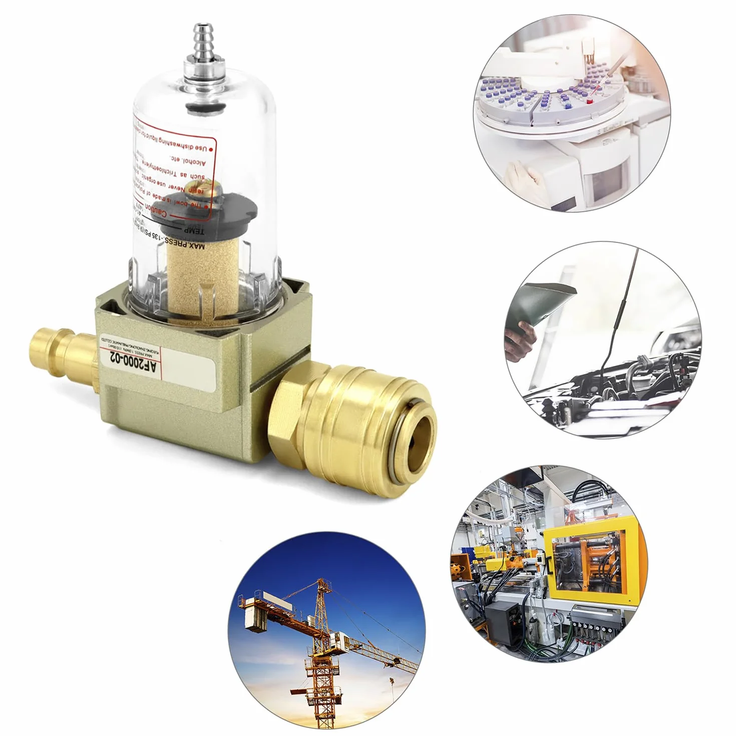 QWORK® filtr sprężonego powietrza, separator wody i oleju, separator sprężonego powietrza, 1/4", szybkozłączka