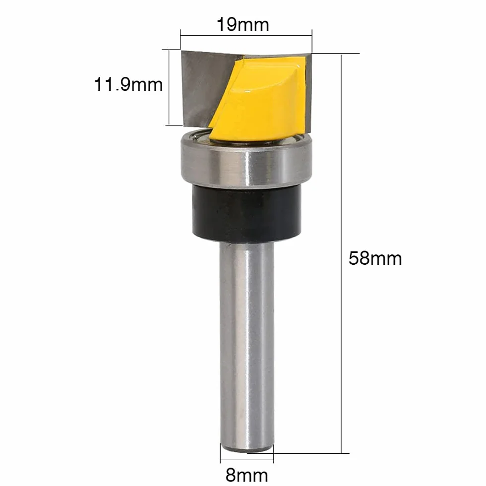 8 mm trzpień frez do krawędzi, łożysko kulkowe, do czyszczenia podłóg, frez do drewna, frez do płaskich frez do cięcia drewna, frez do czyszczenia na dole, łożysko łożyskowe, frez górnowrzecionowy do obróbki drewna