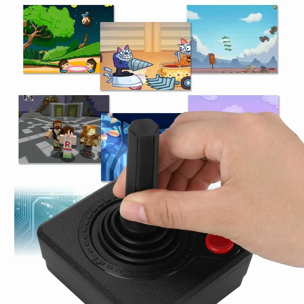 Ccylez Joystick Controller, retro klasyczny analogowy joystick, 9-pinowy przewodowy kontroler gier z joystickiem bojowym, kontrola gier 3D dla 2600/7800