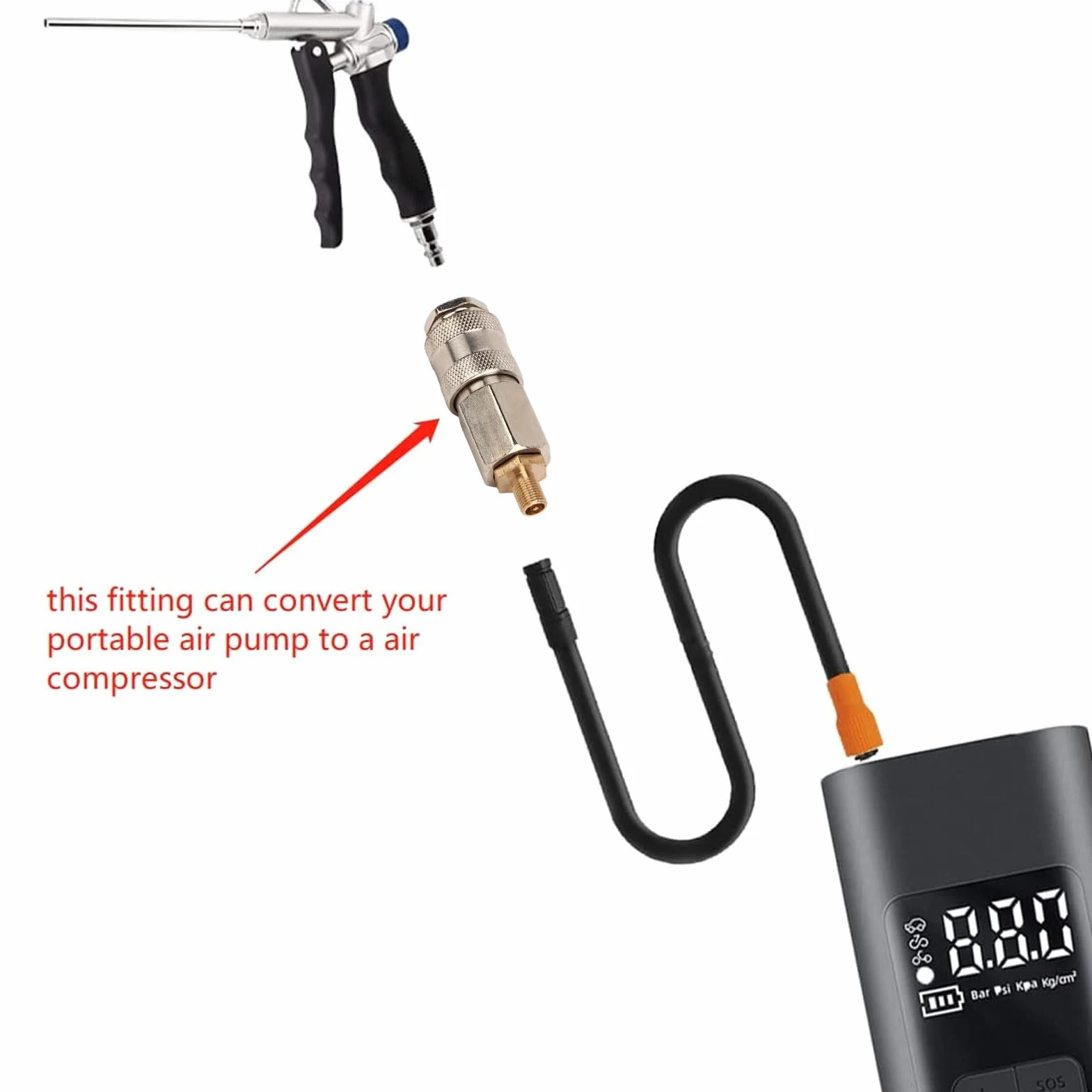 Adapter do Pompowania Opon, 2 Sztuki Adapterów do Przenośnych Sprężarek Powietrza Wytrzymały Stalowy Gwint Męski do Zaworu Amerykańskiego Szybkozłącze 3 w 1 do Pompki do Opon