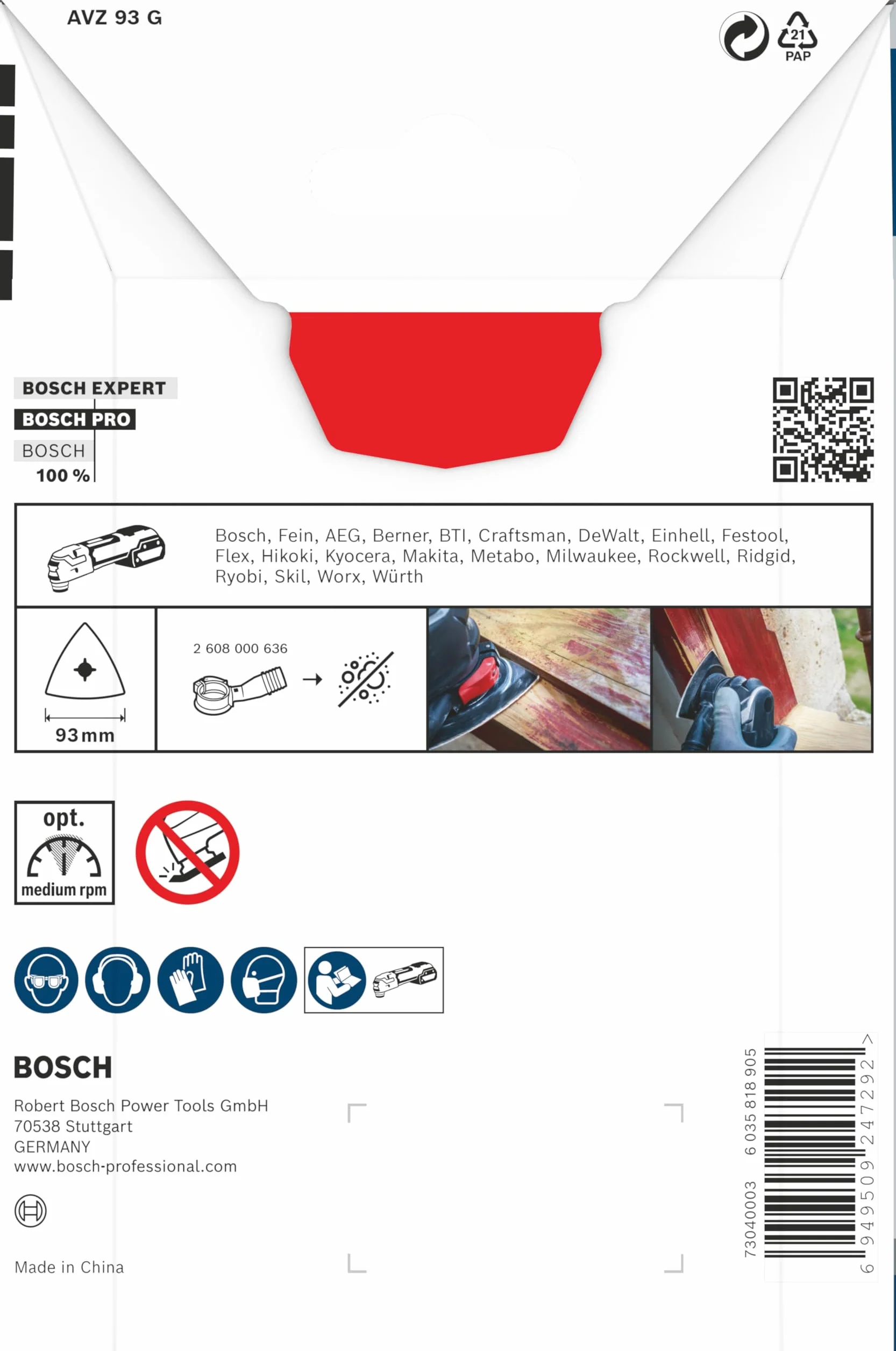 Bosch 1 x PRO AVZ 93 G płyta szlifierska (Ø 93 mm, profesjonalne akcesoria, narzędzie wielofunkcyjne)
