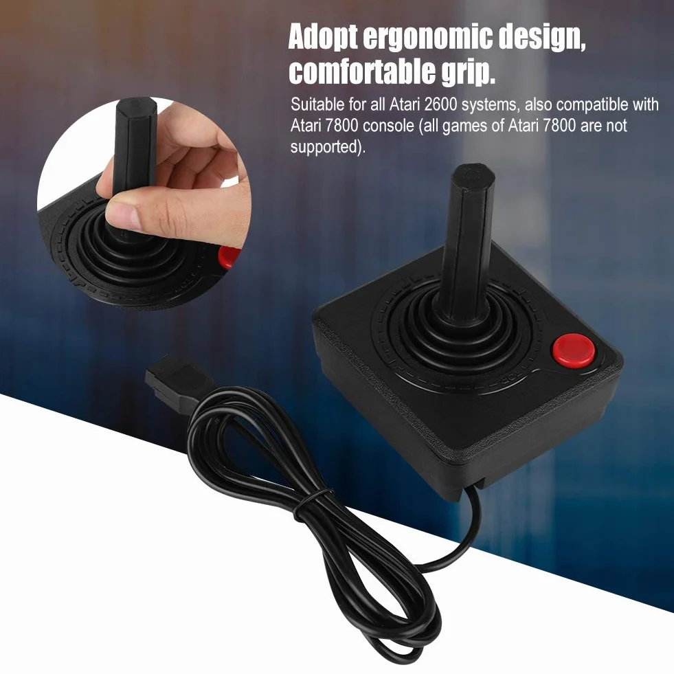 Ccylez Joystick Controller, retro klasyczny analogowy joystick, 9-pinowy przewodowy kontroler gier z joystickiem bojowym, kontrola gier 3D dla 2600/7800