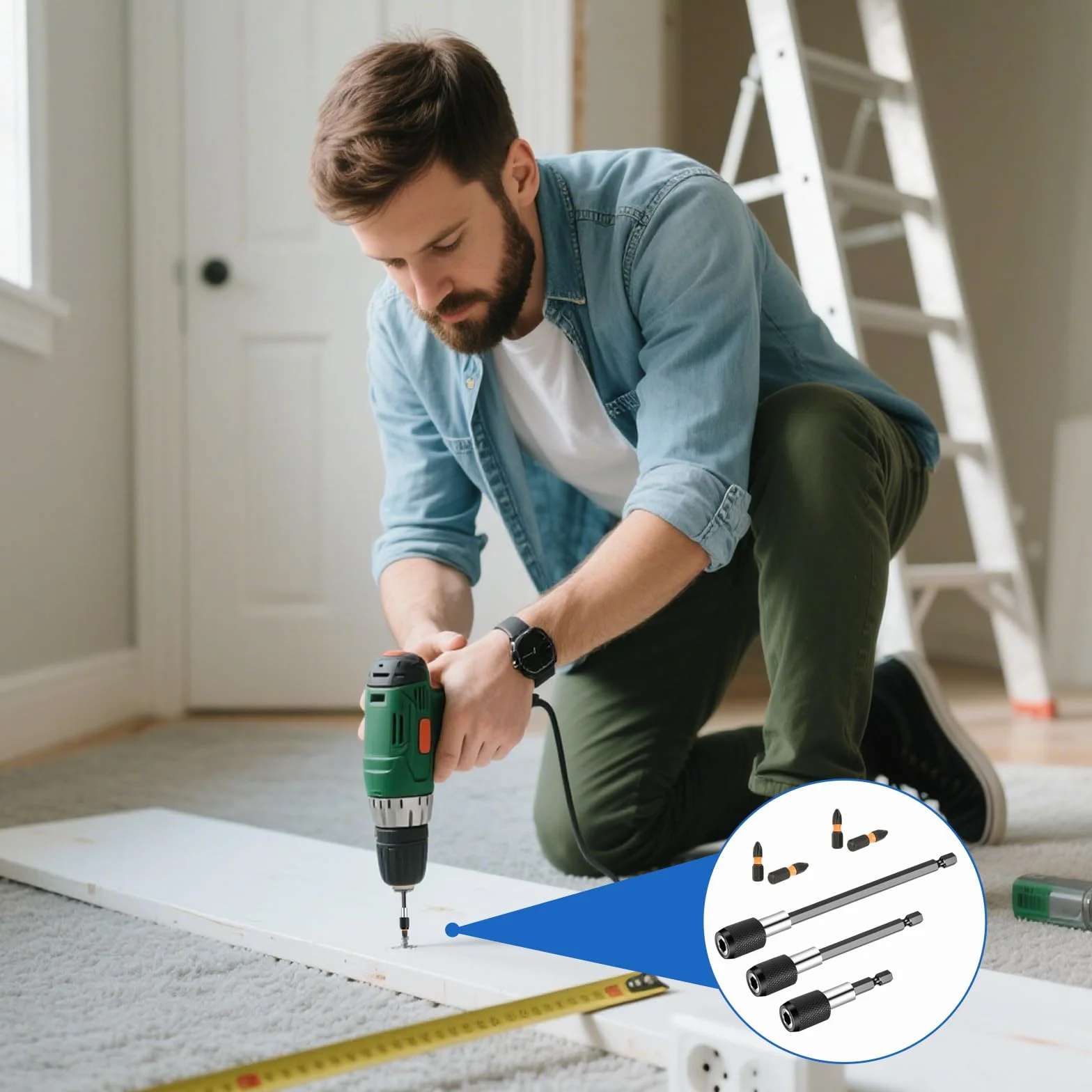 3 sztuki magnetycznych uchwytów do bitów 1/4", sześciokątny trzonek przedłużający, uchwyt do bitów, szybka wymiana, przedłużenie bitów, uchwyt do wkrętarki akumulatorowej i wiertarki elektrycznej (60
