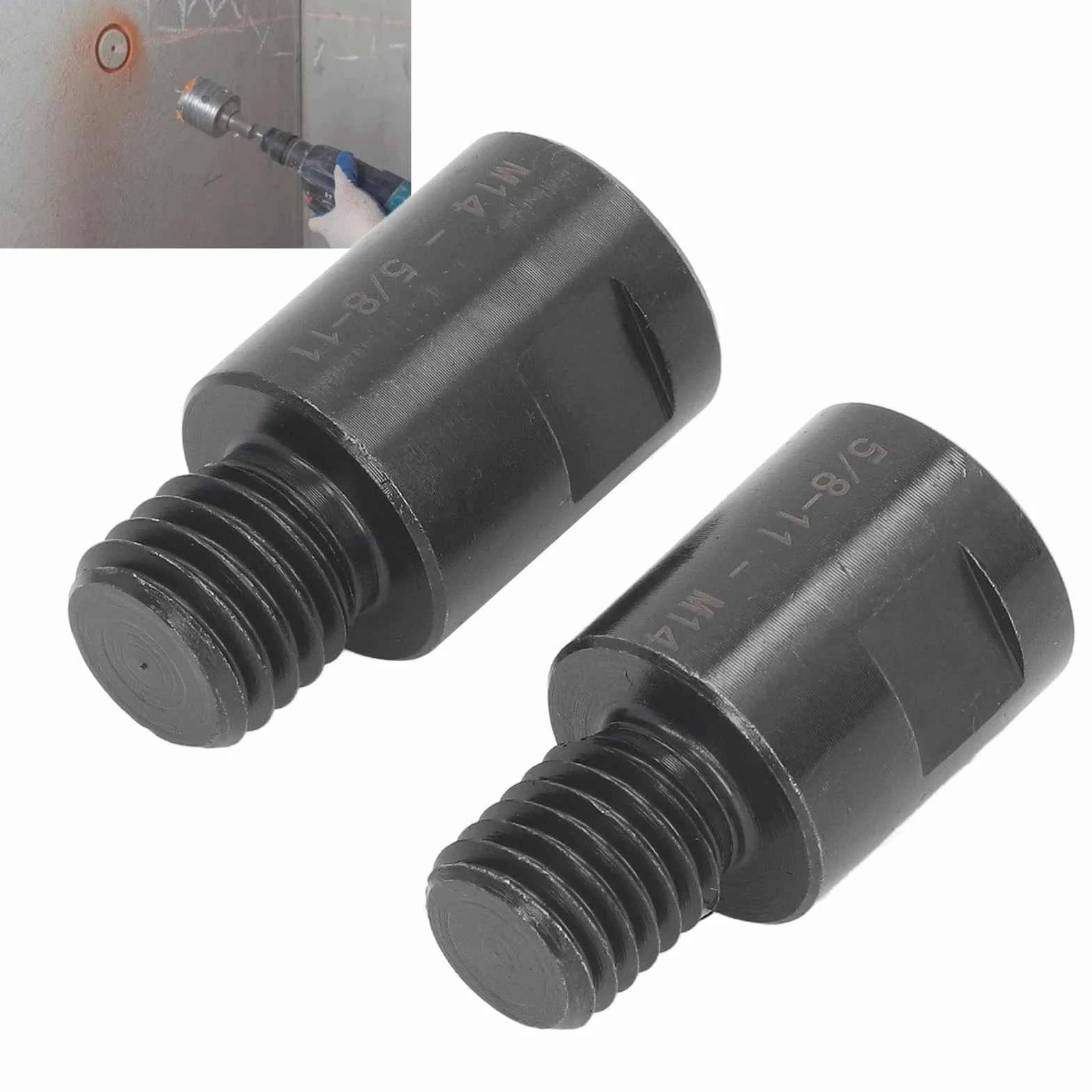 2-częściowy Adapter Gwintowy, Stabilne Połączenie do Elektronarzędzi, Wysoce Kompatybilny z Różnymi Bitami, Stal Stopowa, 5/8 Cala do M14 i M14 do 5/8 Cala
