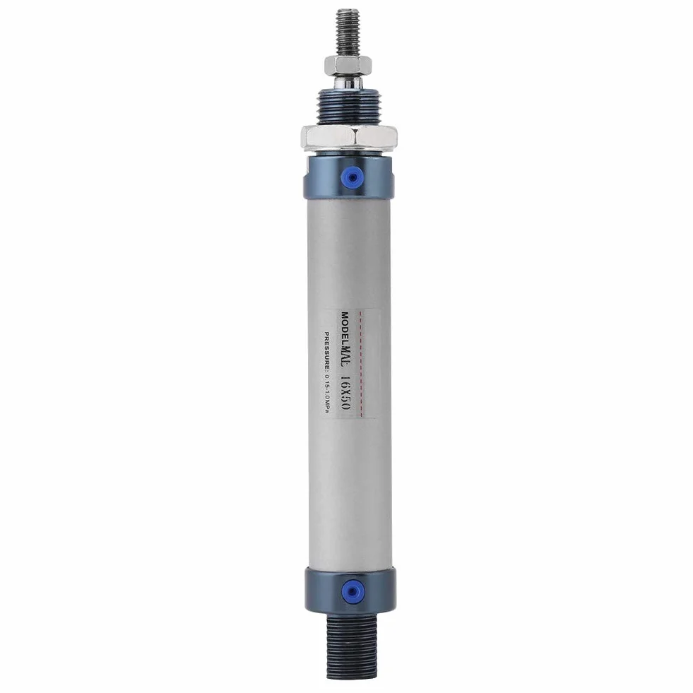 Luftzylinder mit Aluminiumlegierung, Luft Pneumatikzylinder Dual Acting Hub 50mm Innendurchmesser 16mm Gewinde M6 Druck 0,15-1MPa