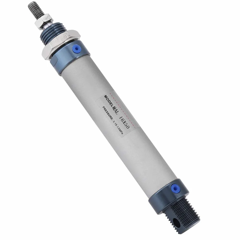 Luftzylinder mit Aluminiumlegierung, Luft Pneumatikzylinder Dual Acting Hub 50mm Innendurchmesser 16mm Gewinde M6 Druck 0,15-1MPa