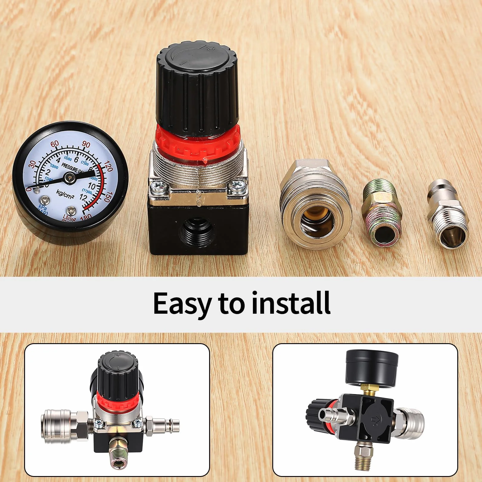 Regulator ciśnienia sprężarki powietrza 1/10.2 cm, przełącznik kontroli ciśnienia sprężarki powietrza z regulatorem zaworów, zawór sterujący 1/4 cala z 175PSI do narzędzi pneumatycznych