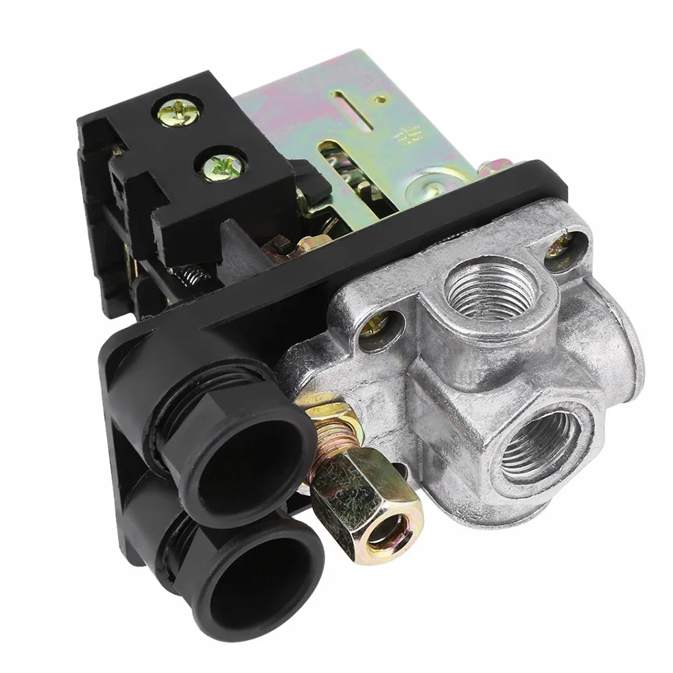 Heavy Duty 240V 16A Czteroportowy Przełącznik Ciśnieniowy Sprężarki Powietrza Sterowanie 90PSI -120PSI 13 * 8 * 6 Przełącznik Ciśnieniowy Sprężarki