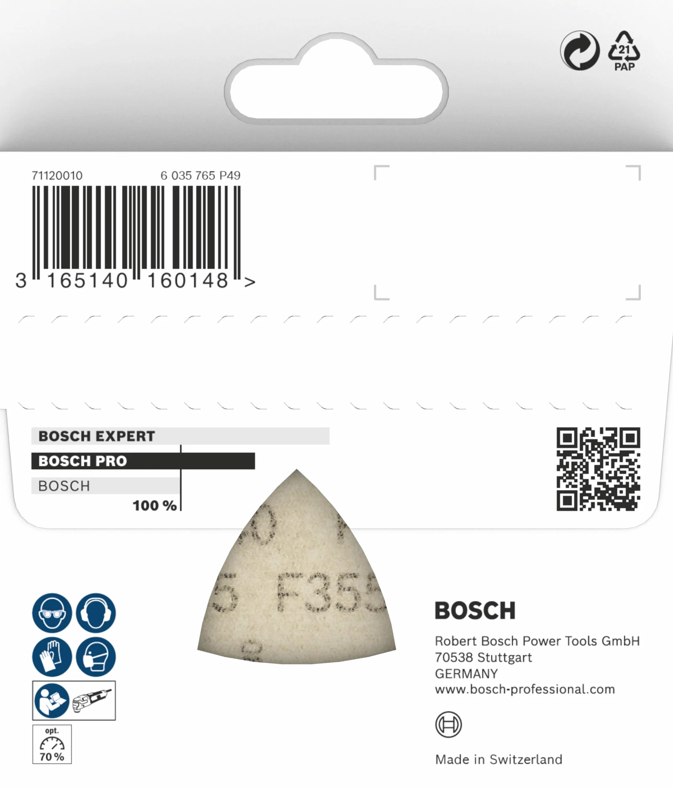 Bosch 5x Arkusz ścierny PRO Plastic and Hard Stone F355 (do Beton, Twardy kamień, Ø 93x93 mm, Ziarnistość 240, Professional Akcesoria Narzędzie wielofunkcyjne, Szlifierka delta)