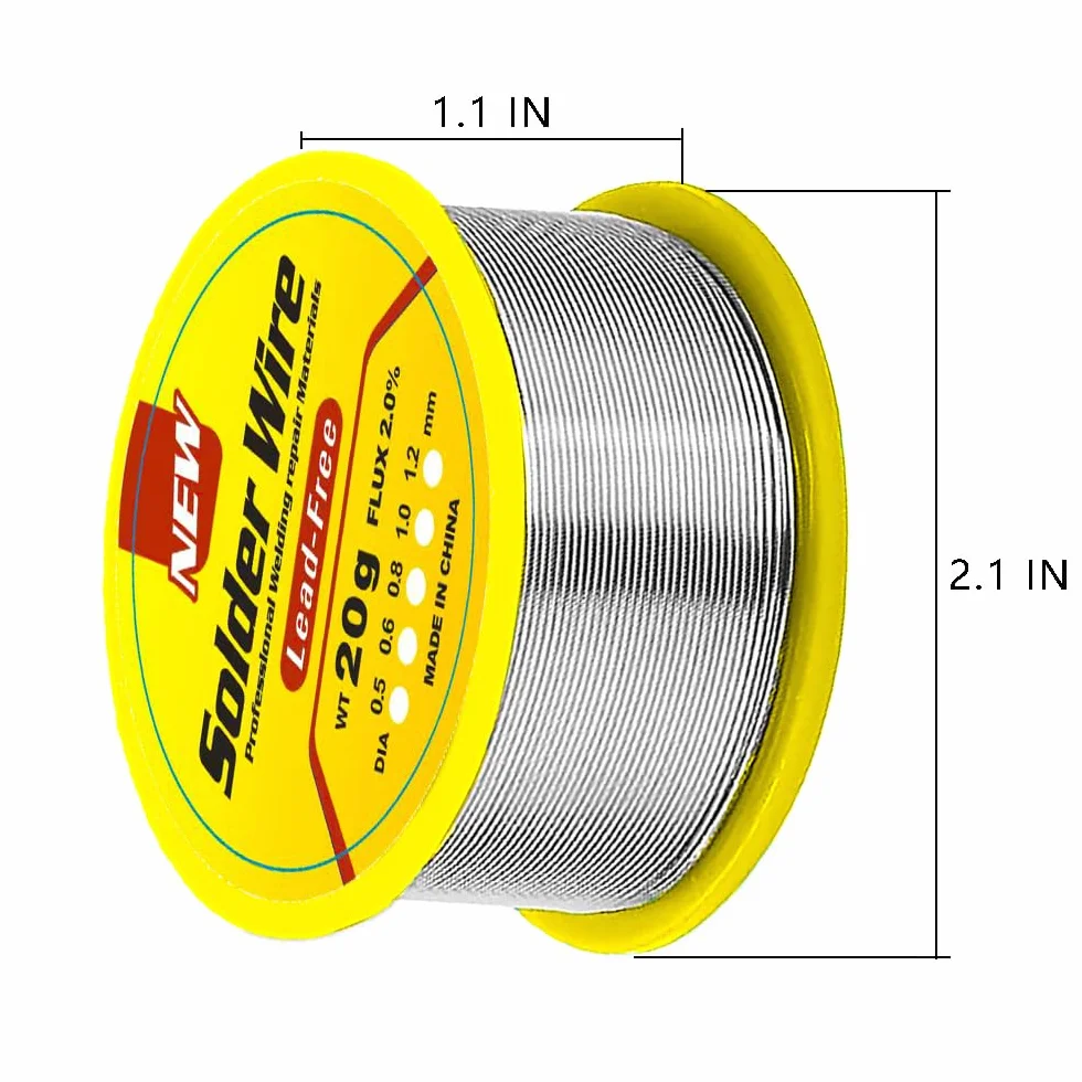 Cyna do lutowania 0,8 mm, bezołowiowa z rdzeniem kalafonii, cyna do lutowania z topnikiem 20 g, drut lutowniczy do naprawy i majsterkowania elektronicznych komponentów lutowniczych