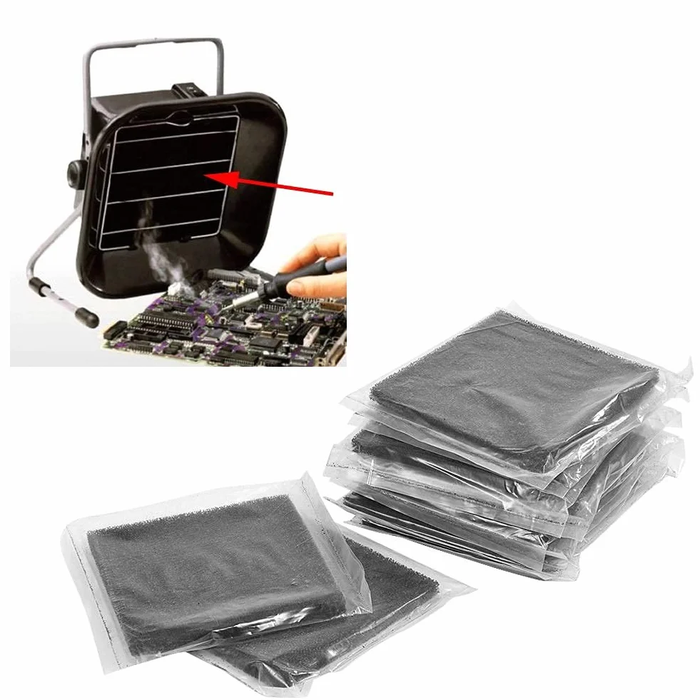 Filtry z węglem aktywnym 10 szt. 13 cm x 13 cm do lutowania pochłaniacza dymu
