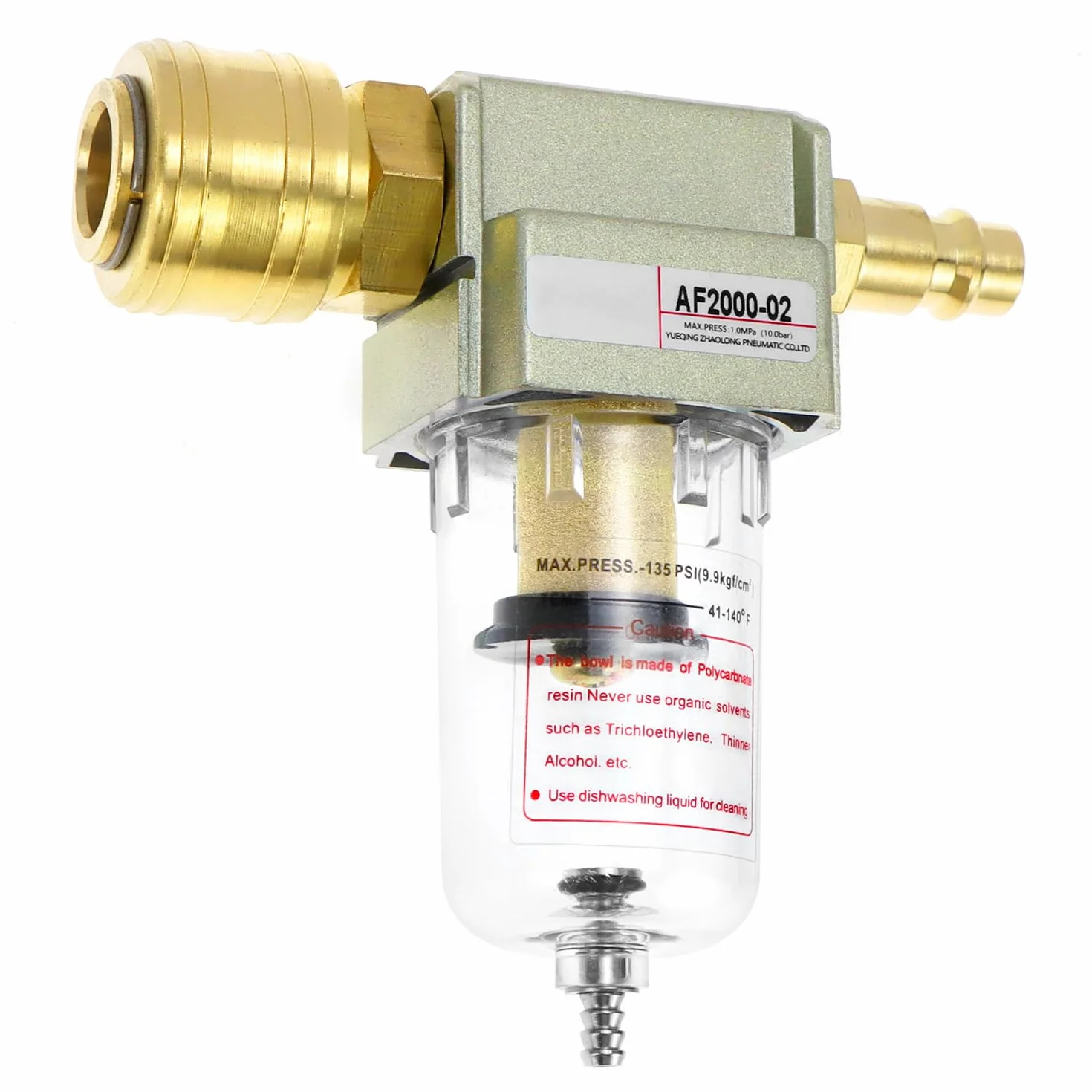 QWORK® filtr sprężonego powietrza, separator wody i oleju, separator sprężonego powietrza, 1/4", szybkozłączka