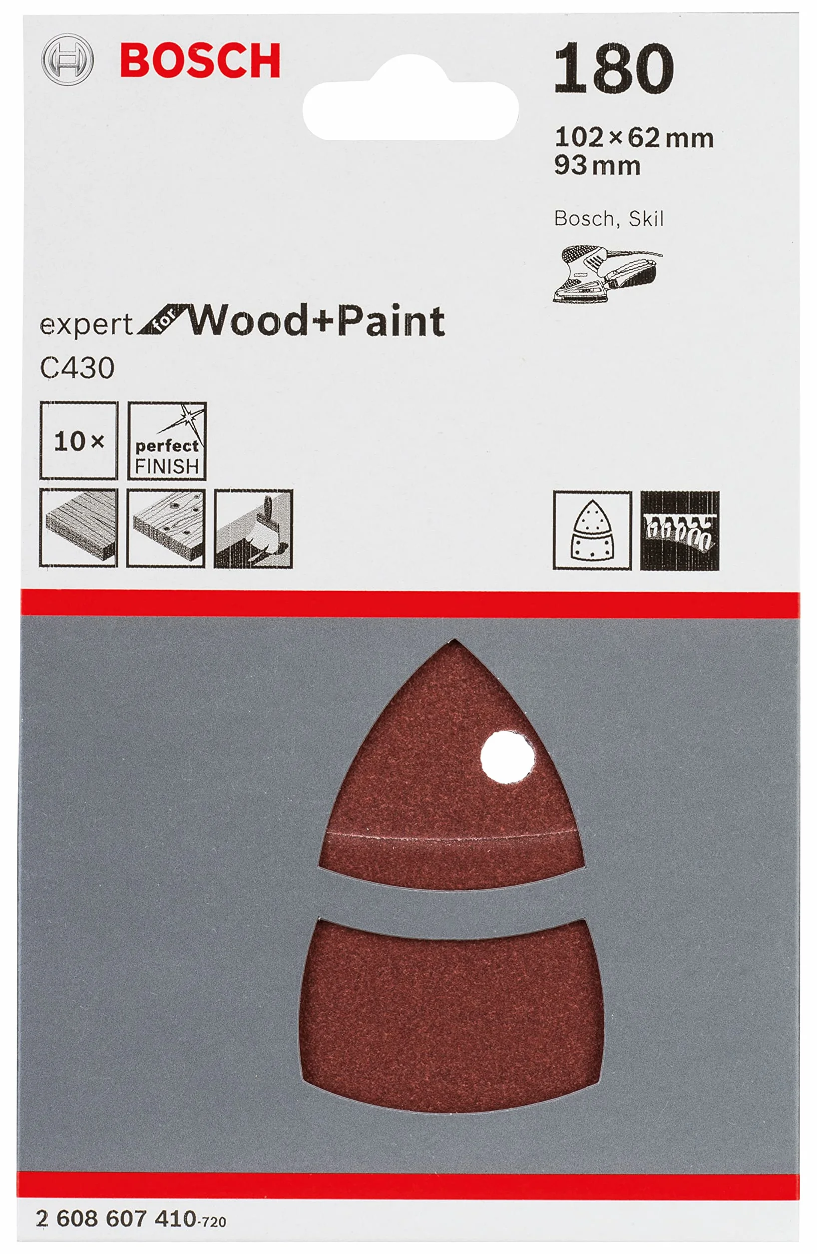 Bosch Profesional 10-częściowy zestaw papierów ściernych C470 102 x 62, 93 mm, 180
