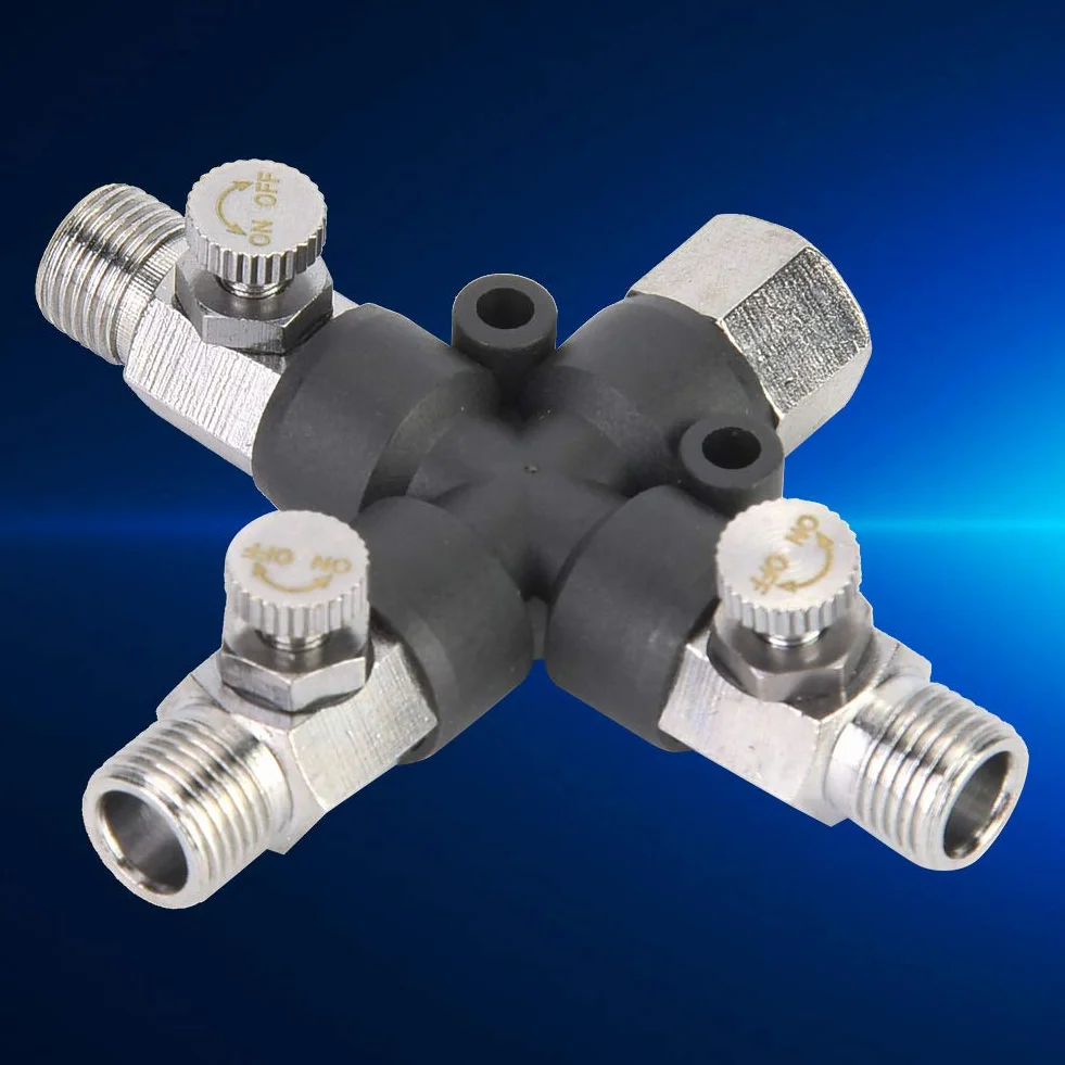 3-Dro?ny Adapter Rozdzielacza Powietrza do Aerografu, Z??cze W??a 1/8", Metalowy Dystrybutor Powietrza do Po??cze¨½ Aerografu