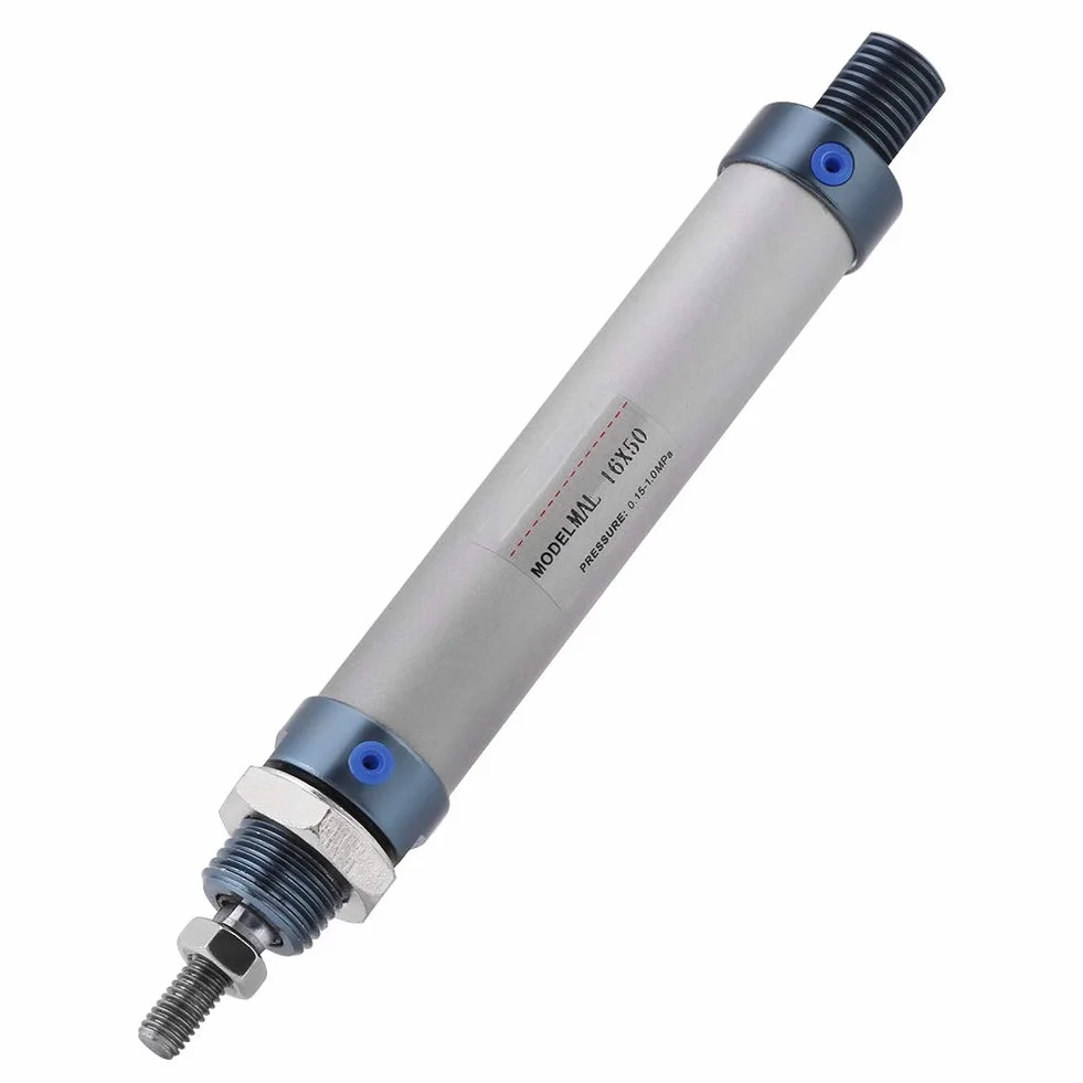 Luftzylinder mit Aluminiumlegierung, Luft Pneumatikzylinder Dual Acting Hub 50mm Innendurchmesser 16mm Gewinde M6 Druck 0,15-1MPa