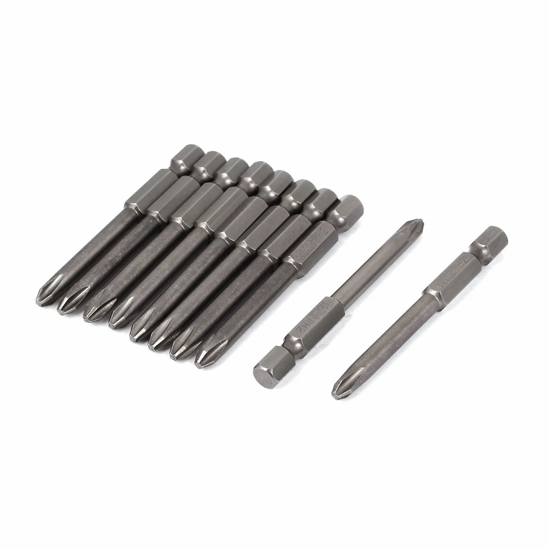 sourcingmap 65 mm długa końcówka 5 mm PH2 Crosshead Phillips śrubokręt bity 10 szt