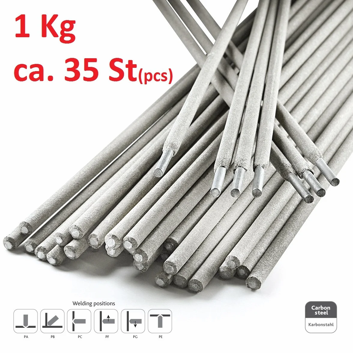 STARK Rutile uniwersalna elektroda prętowa - 3 x 350 mm - 1 kg/ok. 35 sztuk - uniwersalna elektroda prętowa do spawania