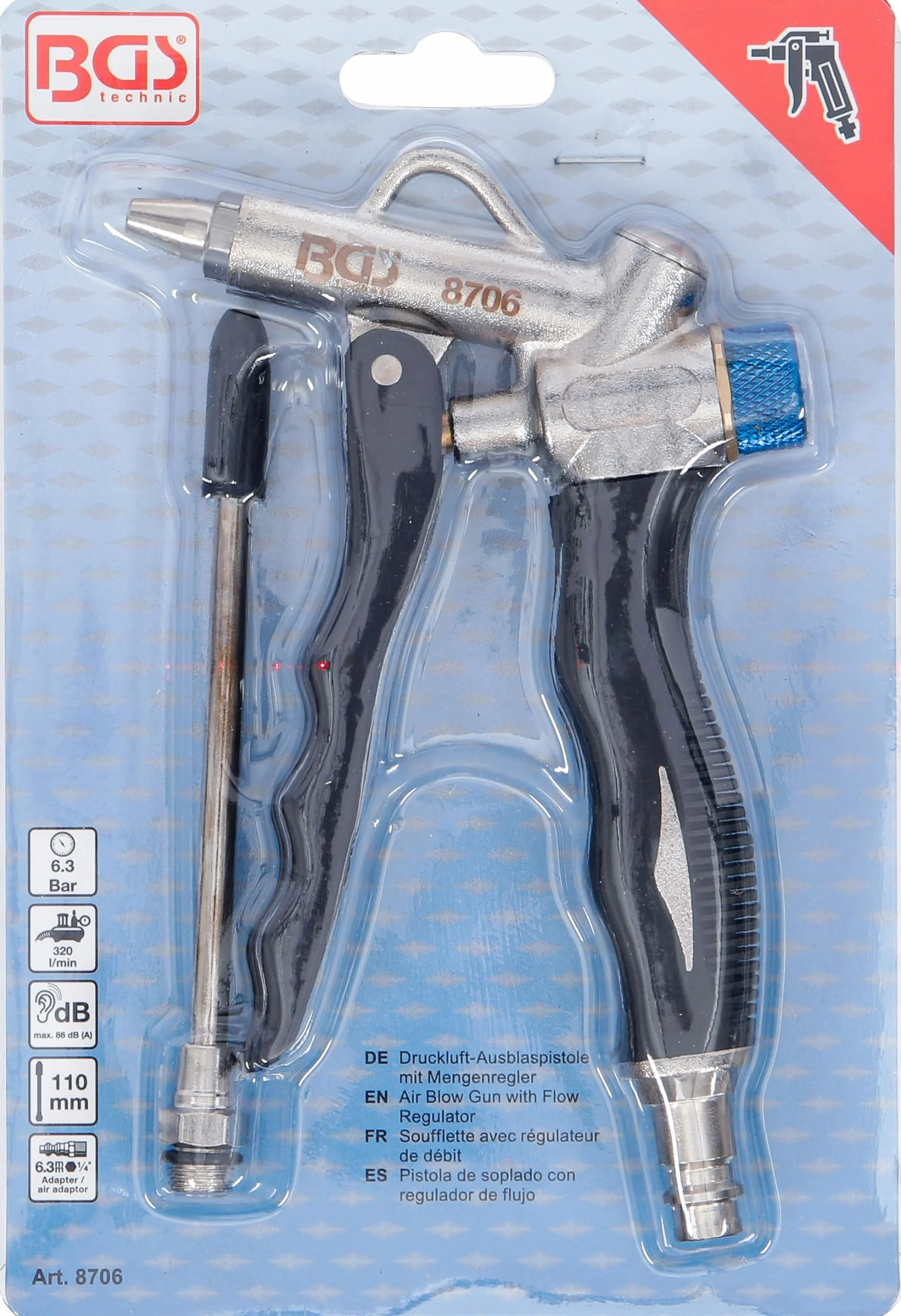 BGS 8706 | Pistolet do przedmuchiwania z regulatorem ilości