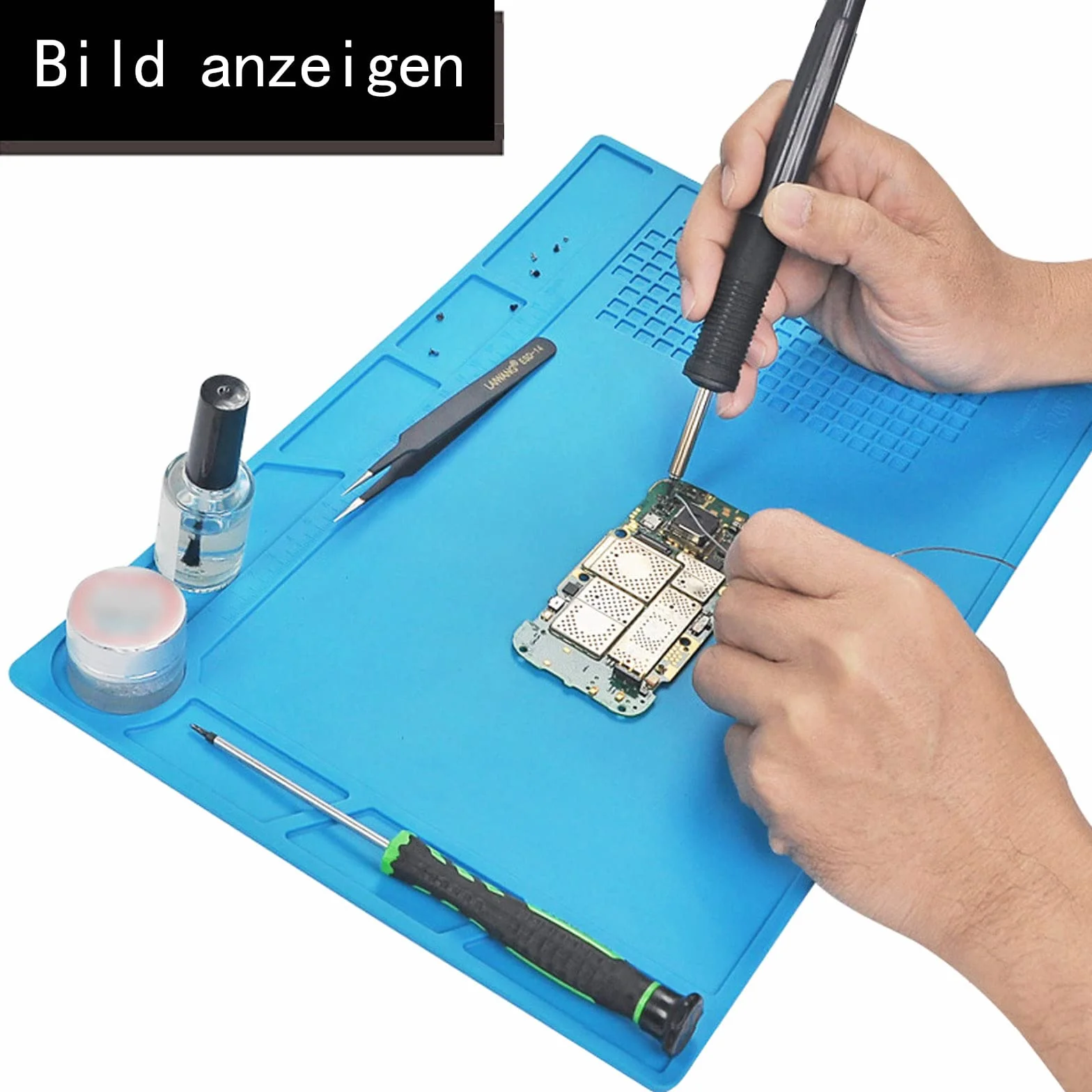 Mata lutownicza, antystatyczna mata naprawcza, 34 x 23 cm, mata lutownicza ze skalą i pozycją śruby, magnetyczna mata lutownicza, do naprawy elektroniki mobilnej, smartfonów, zegarków