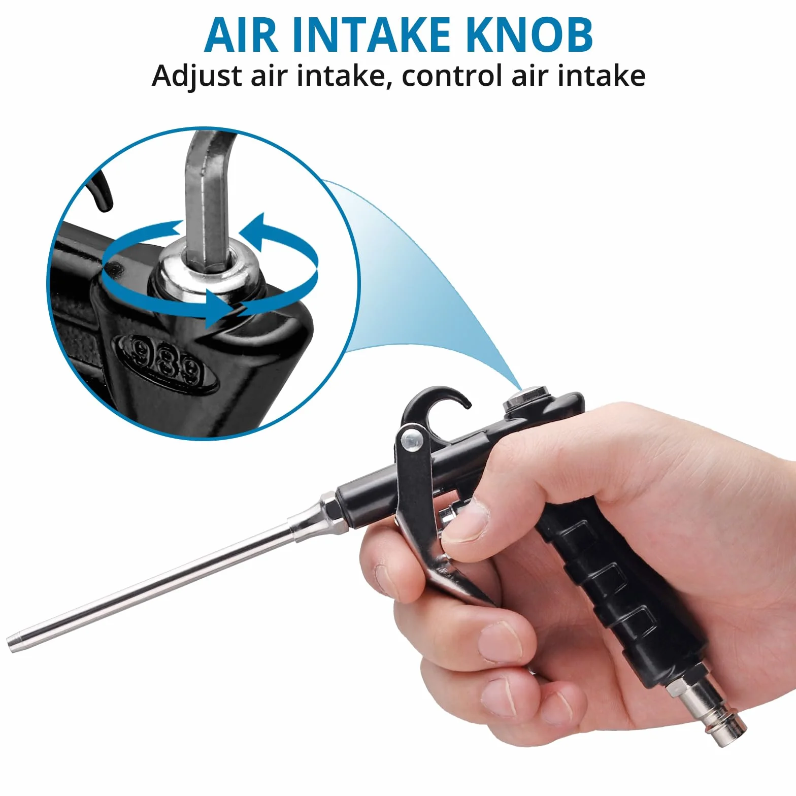 AUTOUTLET 2 x pistolet na sprężone powietrze do szybkozłączki 1/4" BSP, wysokociśnieniowy pistolet wydmuchowy z 6 dyszami i regulowanym wlotem powietrza, pistolet do wydmuchiwania sprężonego powietrza