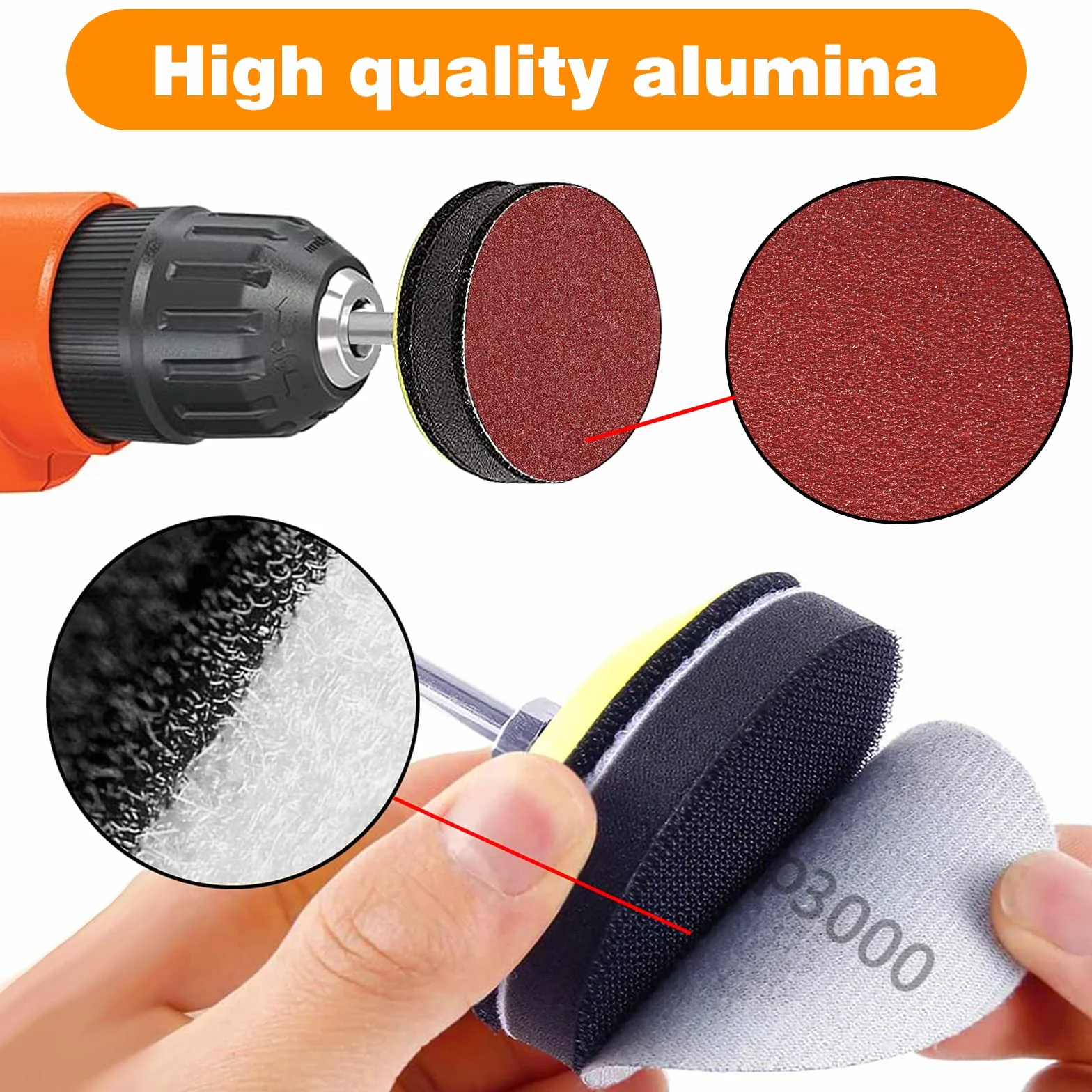 KONGMING 100 sztuk tarcza szlifierska 50 mm Ziarnistość haczyka i pętli 80 120 180 240 320 400 600 1000 2000 3000 Podkładka szlifierska 2 cale Wiertło Szlifierskie Mocowanie