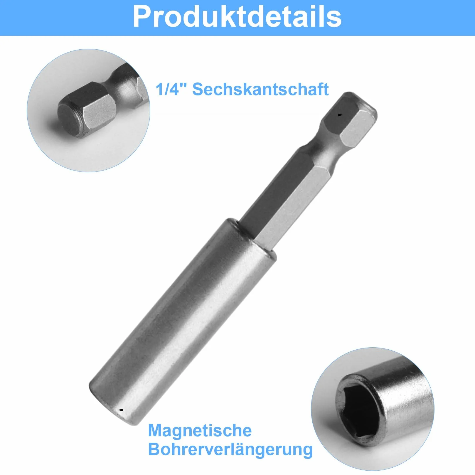 6 sztuk magnetyczny uchwyt na wiertło udarowe o długości 60 mm, profesjonalny uchwyt wkrętarki udarowej, uchwyt na wkrętarkę magnetyczną 1/4 cala przedłużenie