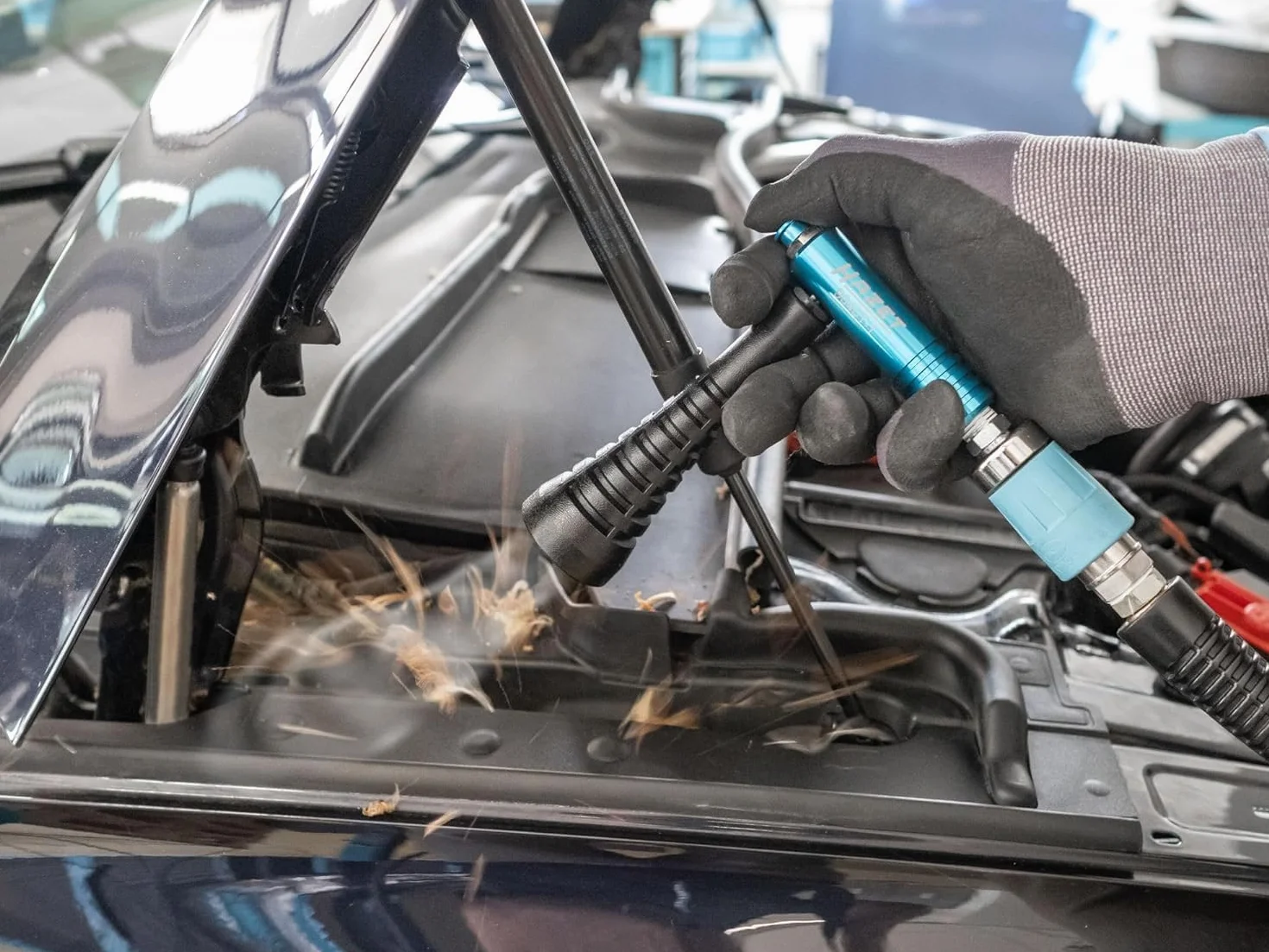 HAZET turbo pistolet pneumatyczny 9040T-1, dysza wirowa do silnego impulsu powietrza, 6 bar, z ergonomicznym uchwytem, do szybkiego usuwania wiórów, mat podłogowych, felg