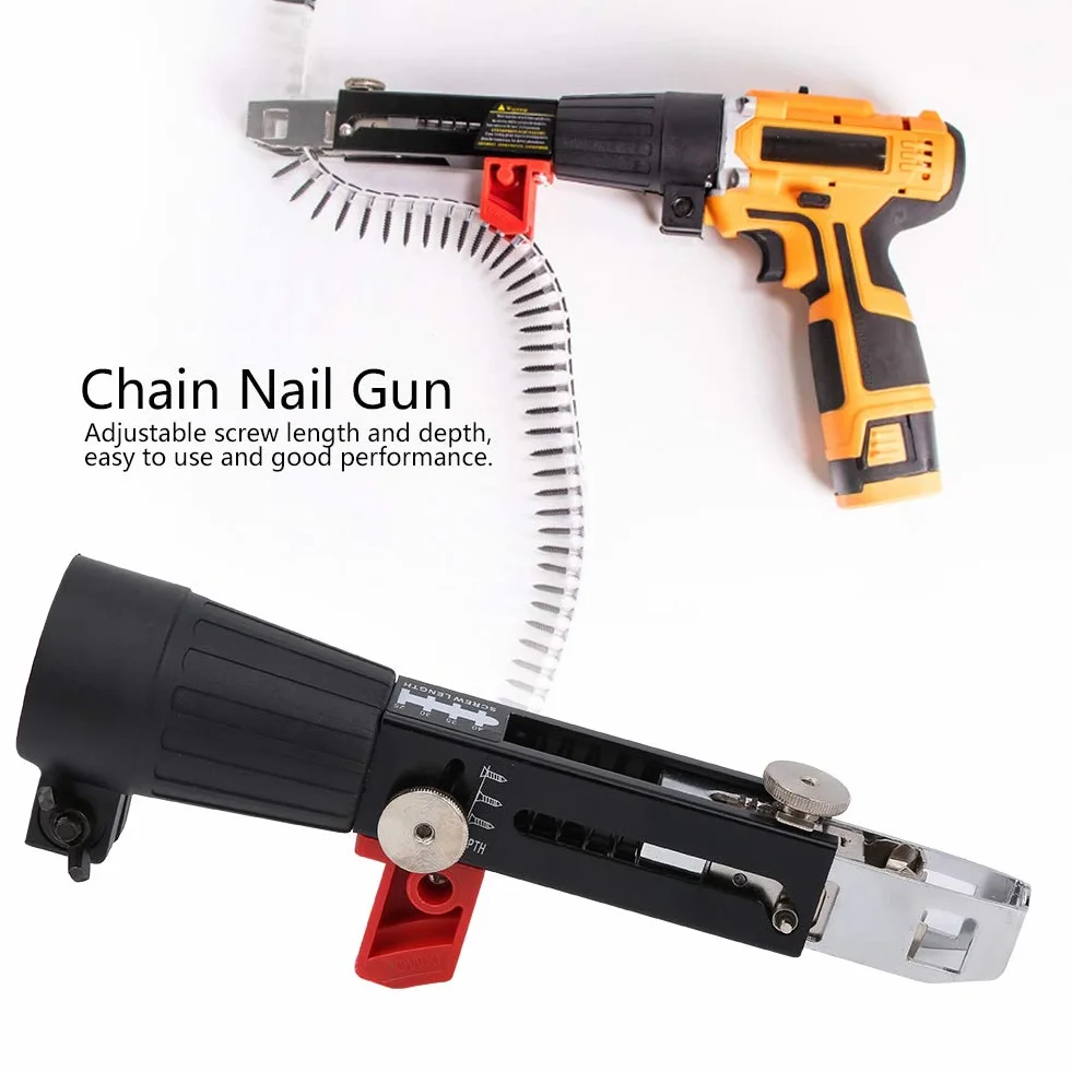 Adapter do pistoletu śrubowego automatyczny pistolet do gwoździ łańcuchowych wiertarka urządzenie do wkręcania śrub narzędzie do obróbki drewna do gwoździ, wiertarki