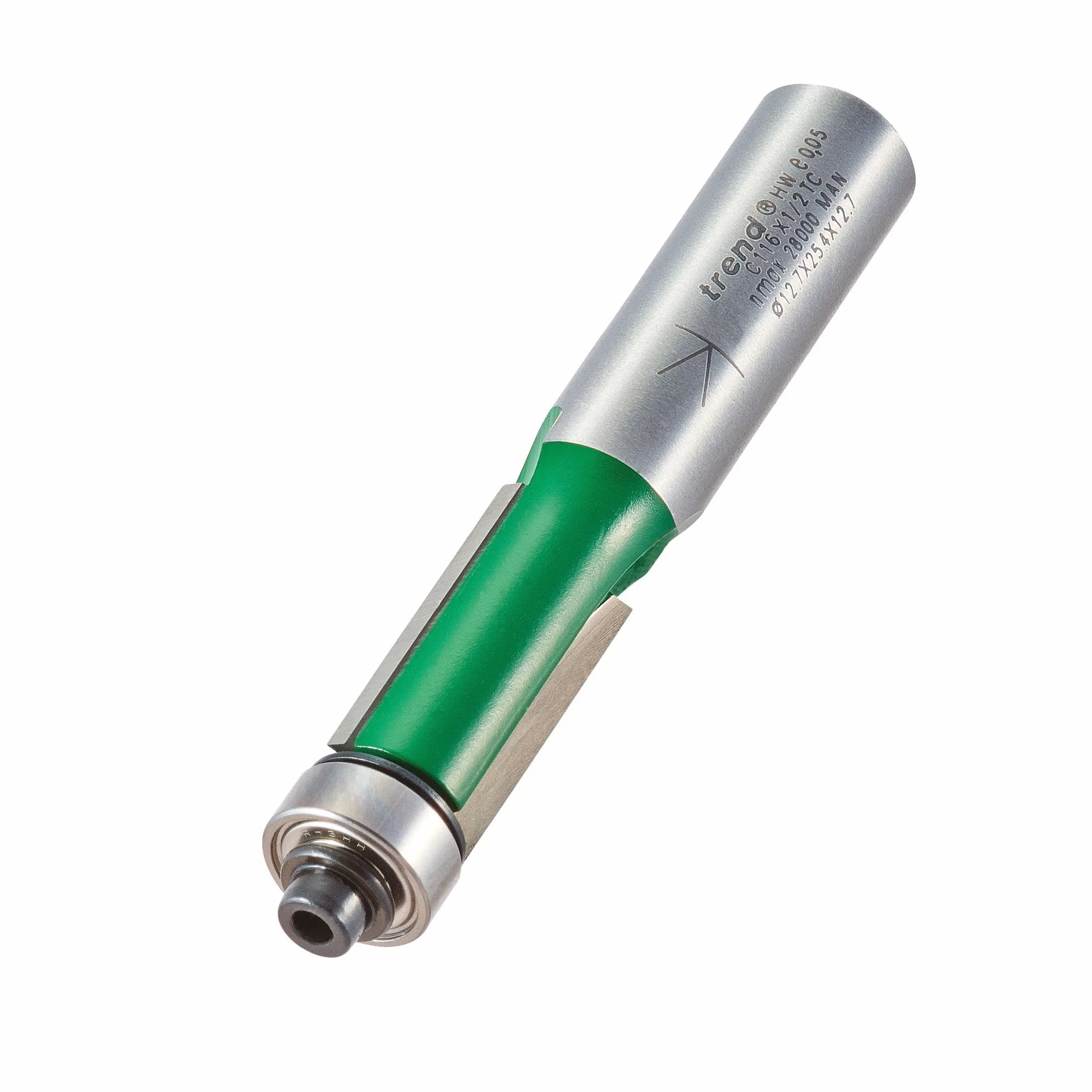 Trend CraftPro frez do przycinania z prowadzeniem łożyskowym, trzpień 1/2 cala, średnica cięcia 12,7 mm, długość cięcia 25,4 mm, węglik spiekany (TCT), C116X1/2TC