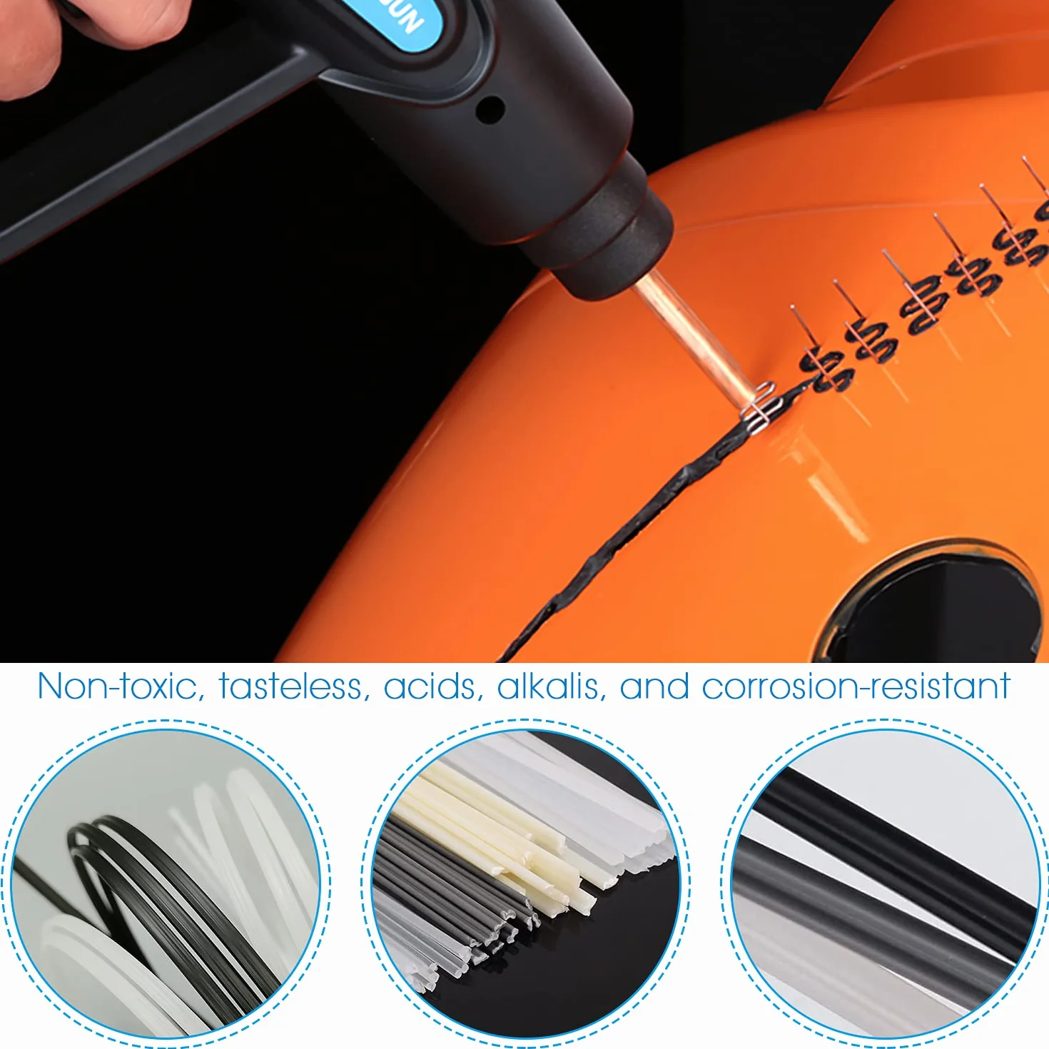 Drut spawalniczy z tworzywa sztucznego ABS PVC PE PP 200 mm, druty spawalnicze, zestaw do naprawy spawania (50 sztuk)