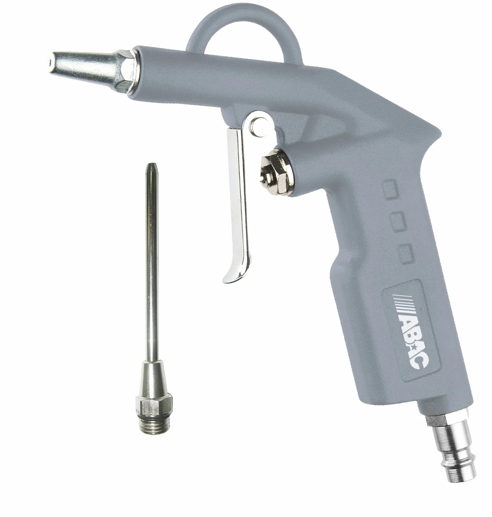 ABAC G-502 pistolet na sprężone powietrze, pistolet do wydmuchiwania/pistolet pneumatyczny z krótką dyszą o długości 10 cm, dysza Ø 2 mm, pistolet do czyszczenia sprężonego powietrza z maks.