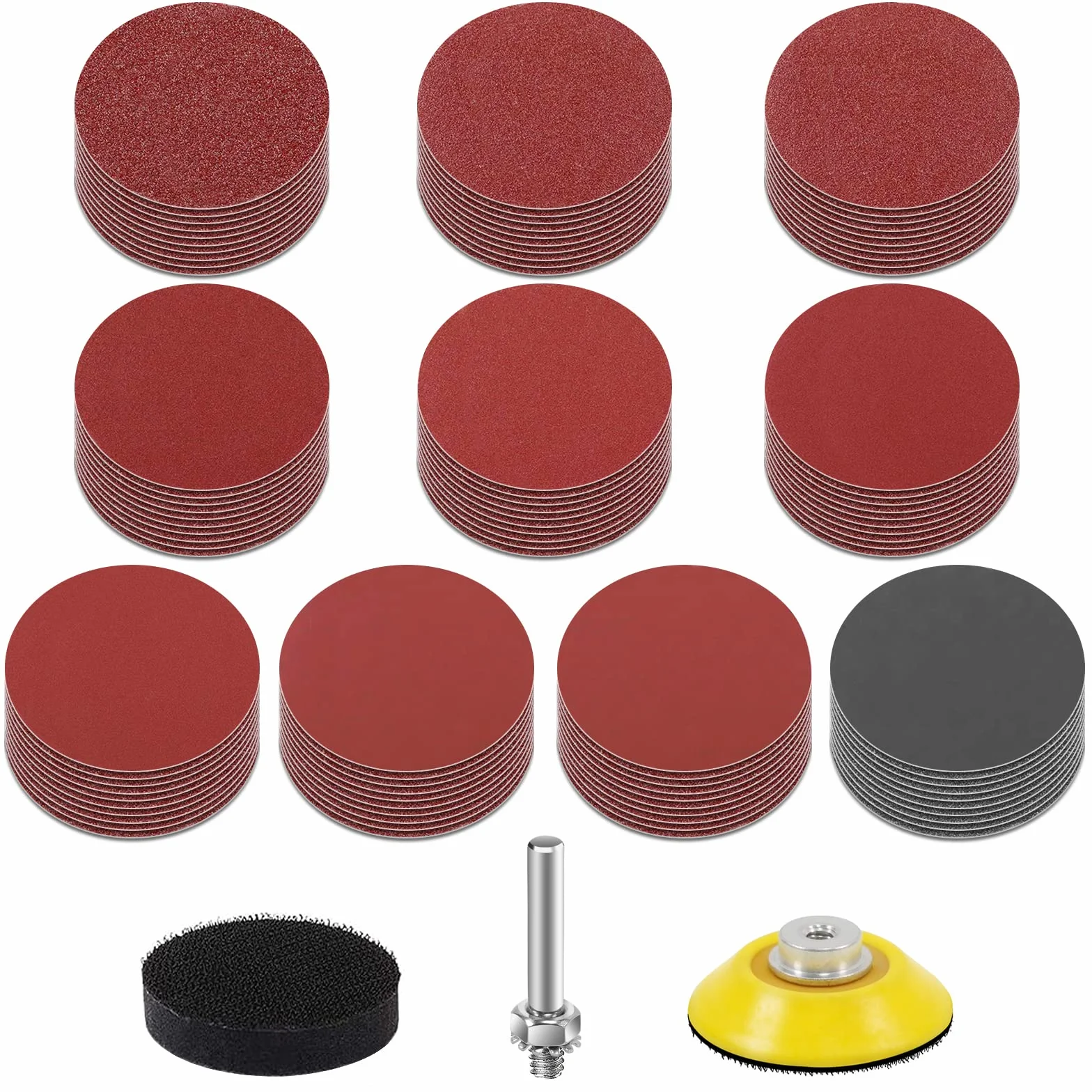 KONGMING 100 sztuk tarcza szlifierska 50 mm Ziarnistość haczyka i pętli 80 120 180 240 320 400 600 1000 2000 3000 Podkładka szlifierska 2 cale Wiertło Szlifierskie Mocowanie