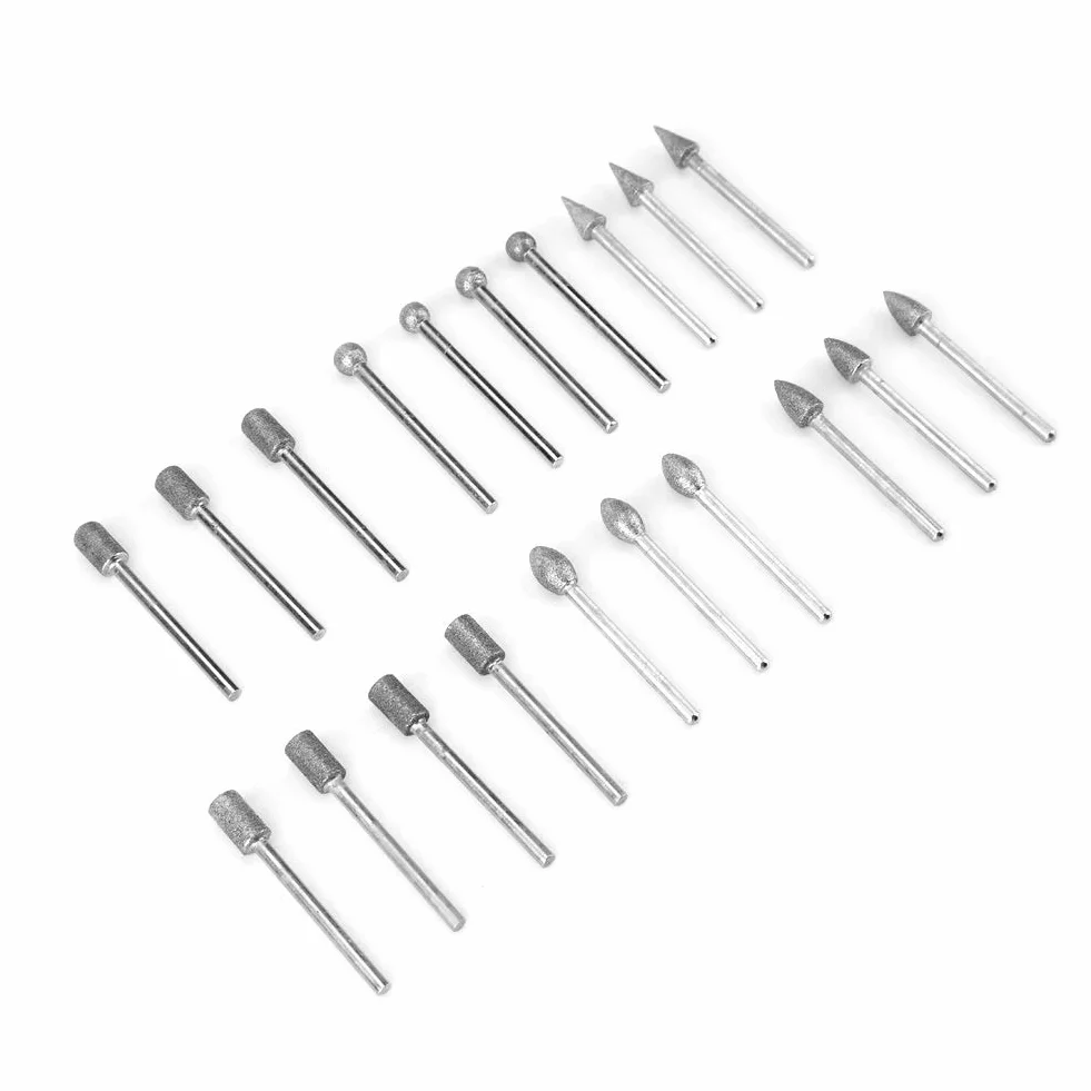 20 teile/satz Diamant Schleifen Polieren Bohrer Rotary Point Hartmetallfräser für Power Drehwerkzeug Zubehör