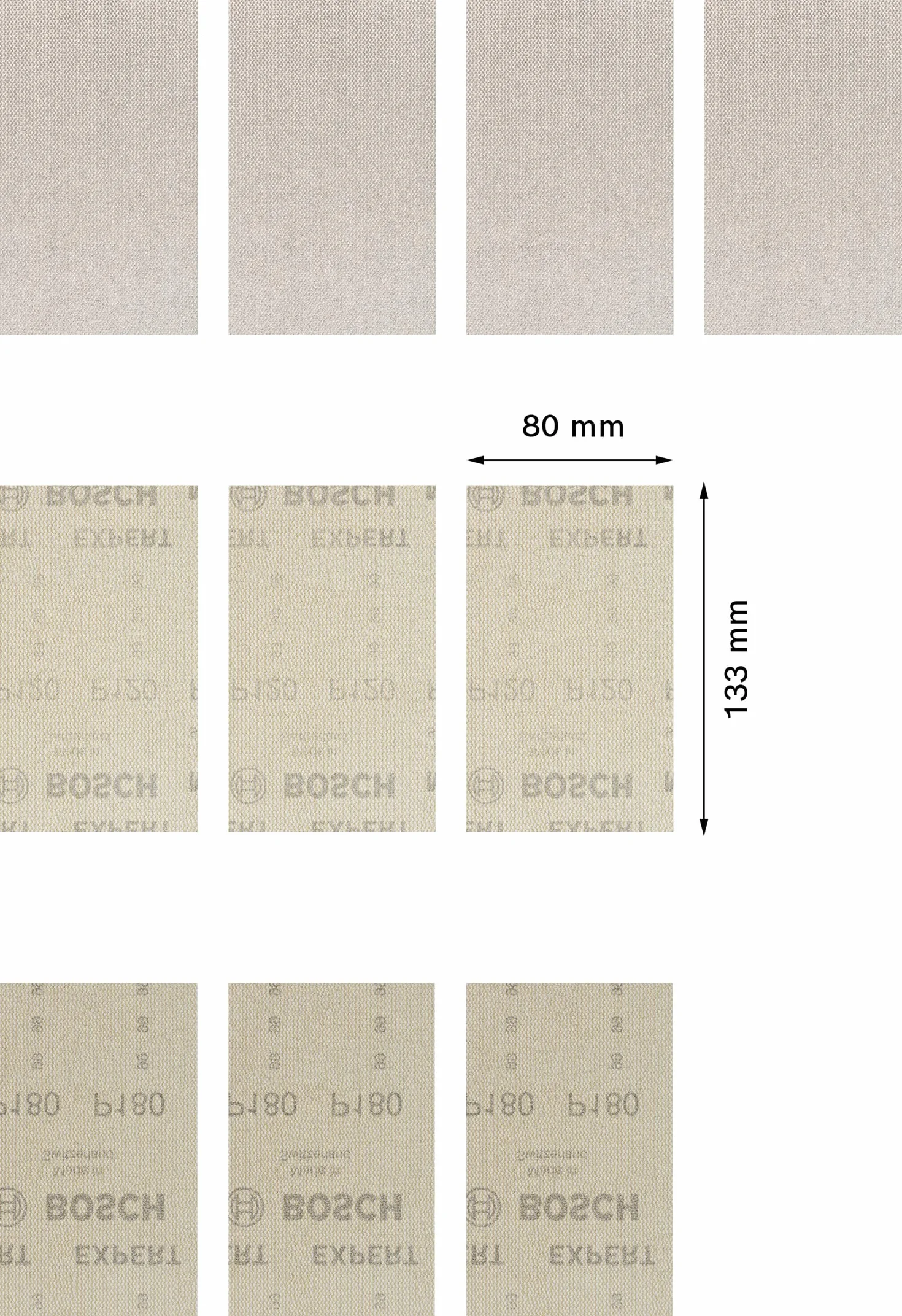 Bosch 10x Zestawy siatek ściernych EXPERT M480 (do Farba na drewnie, Twarde drewno, Ø 80x133 mm, Ziarnistość 4 x 80, 3 x 120, 3x180, Professional Akcesoria Szlifierka oscylacyjna)